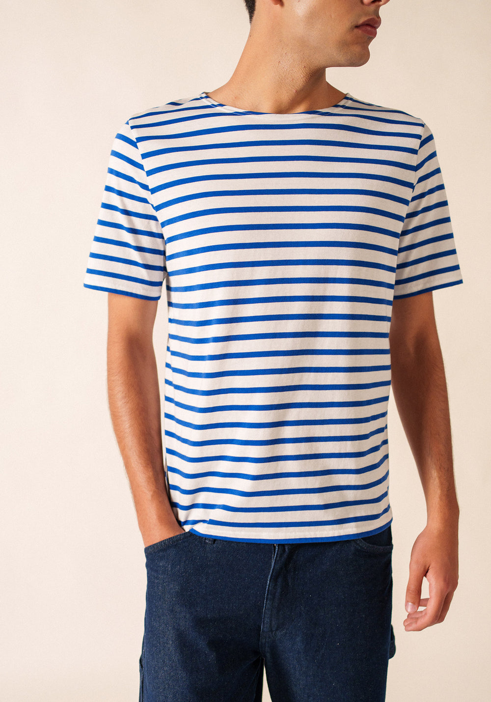 Levant Breton Shirt (WHITE / ROYAL BLUE)