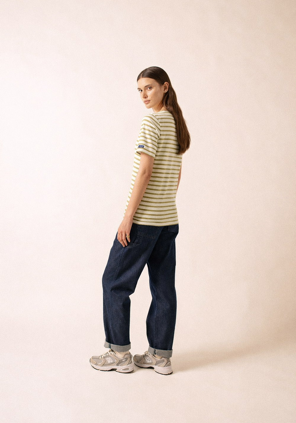 Levant Breton Shirt (WHITE / SAGE OLIVE)