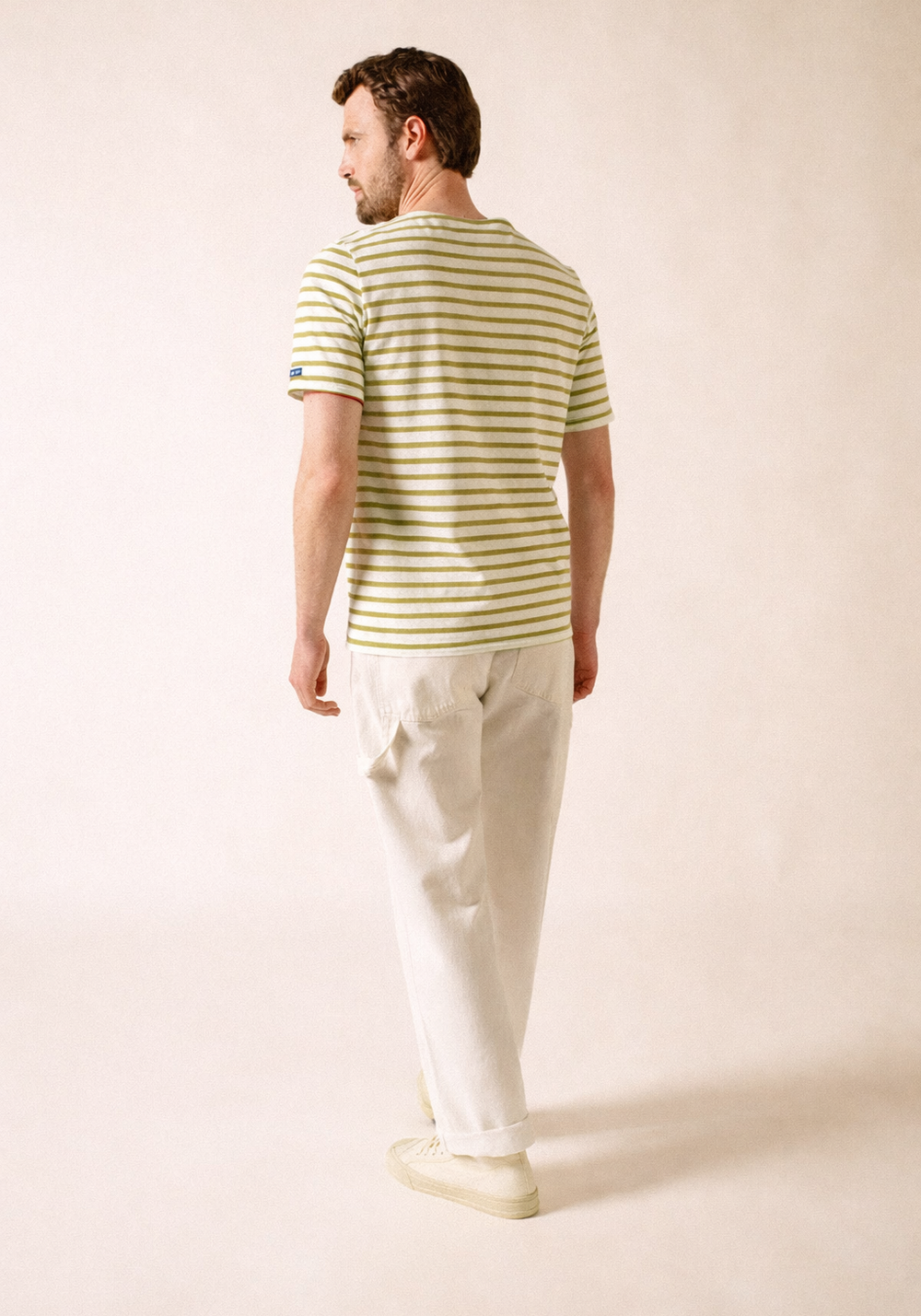 Levant Breton Shirt (WHITE / SAGE OLIVE)