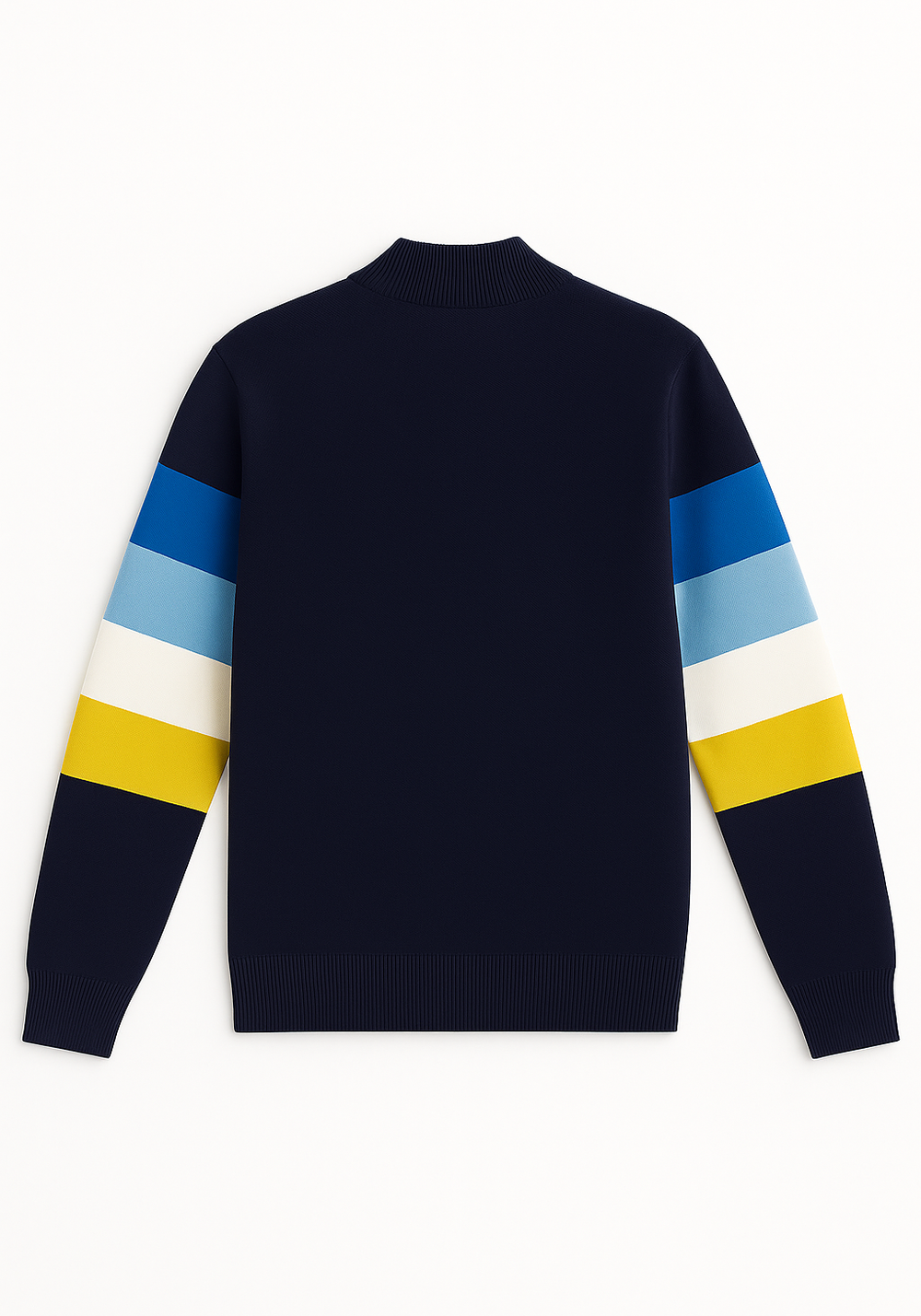 BARCARES - Quarter Zip Knit Cardigan for Men | 100% Wool (DARK BLUE / MULTI CAP)