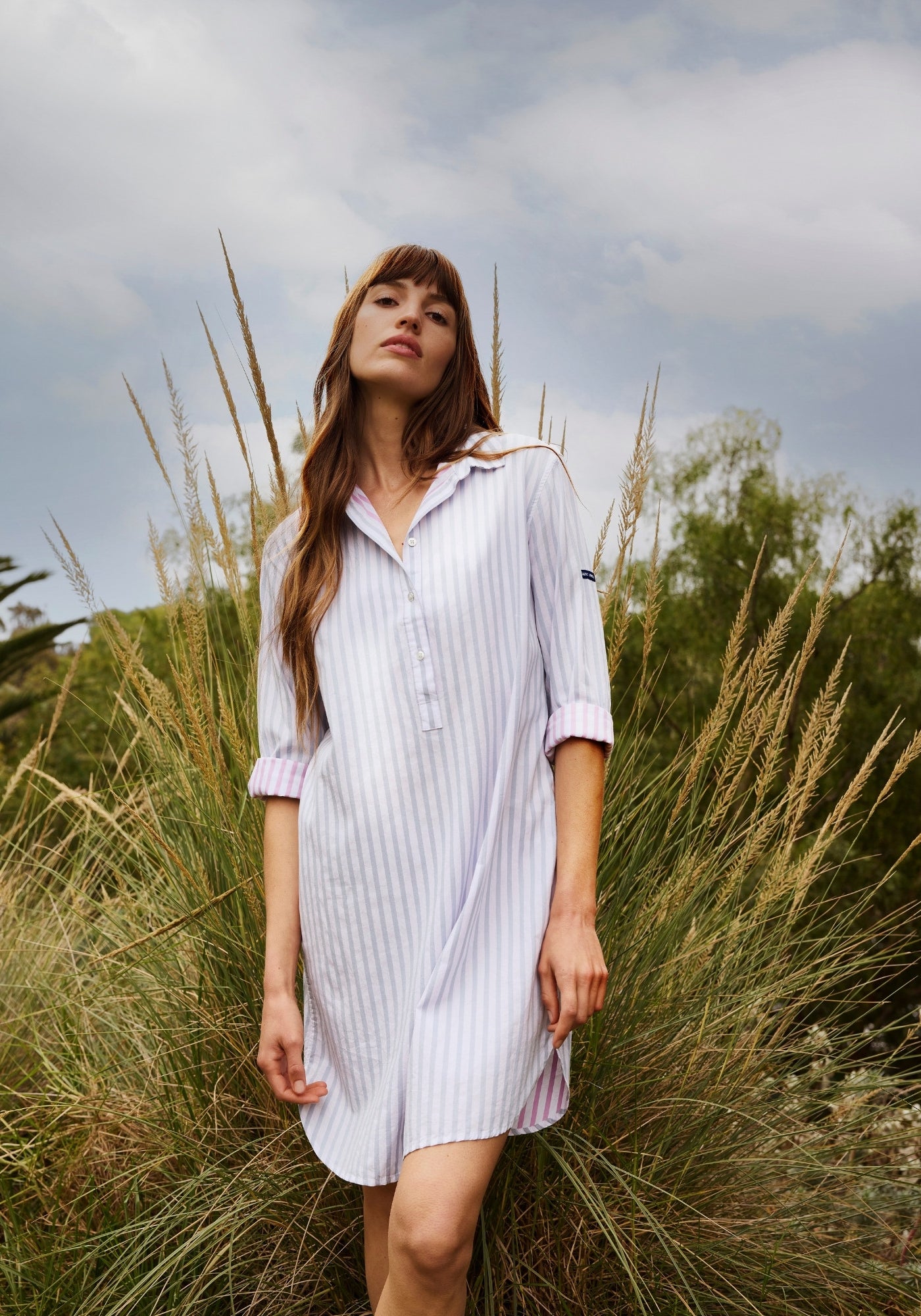 Benedicte II Pinstriped Shirt Dress (SKYLIGHT BLUE / WHITE / TEA ROSE PINK)
