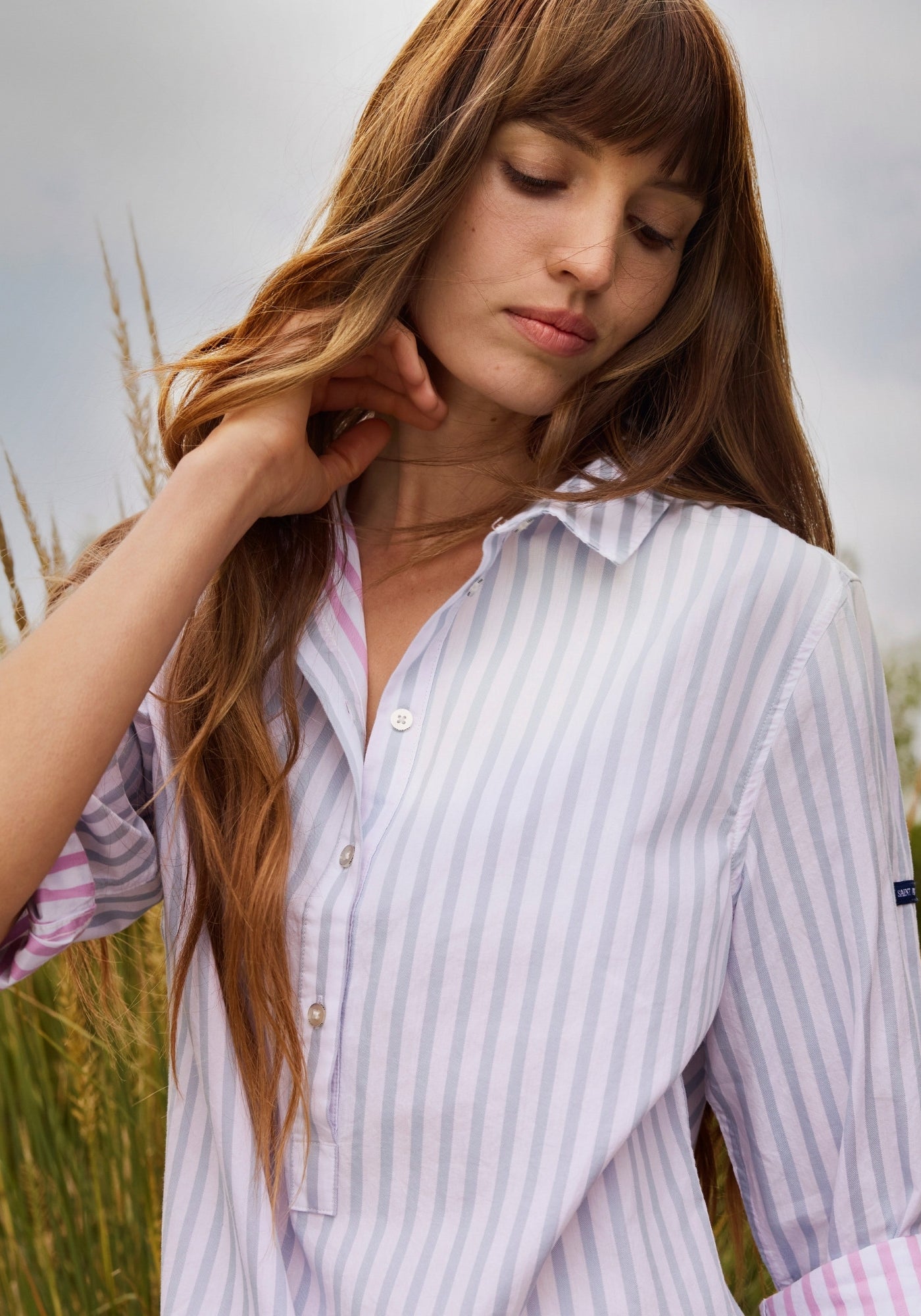Benedicte II Pinstriped Shirt Dress (SKYLIGHT BLUE / WHITE / TEA ROSE PINK)