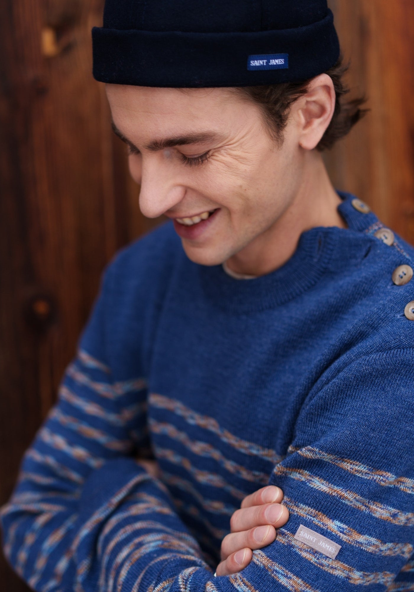 BINIC WEST Fisherman Sweater (DENIM BLUE / MULTICOLORED STRIPES)