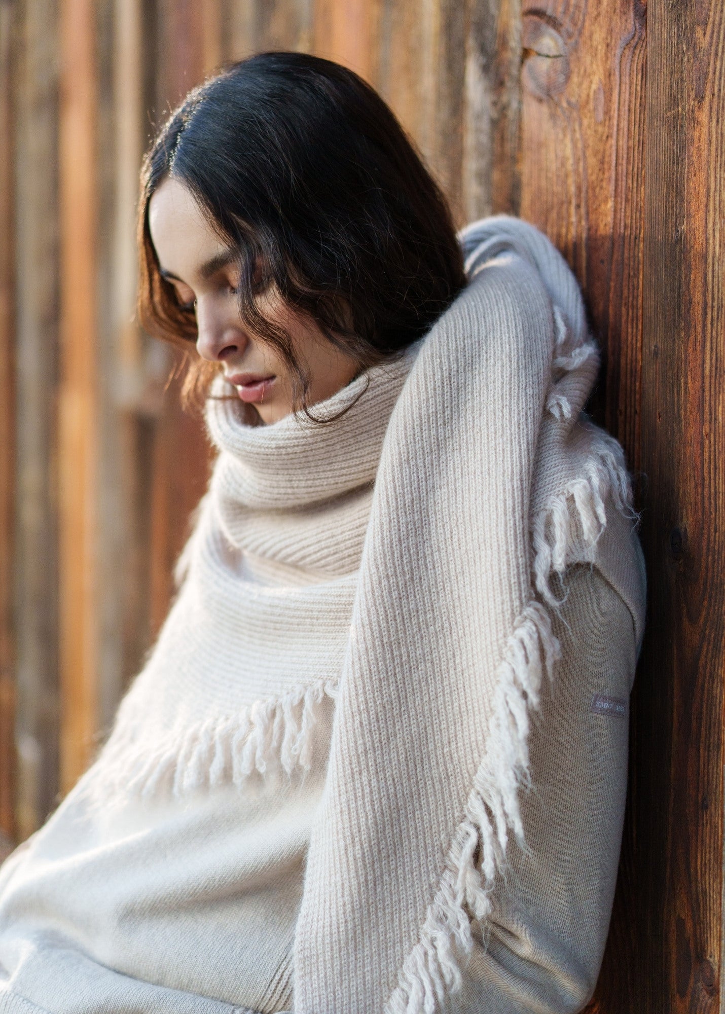 Fringed Triangle Scarf | Mohair and Alpaca Blend | Saint James