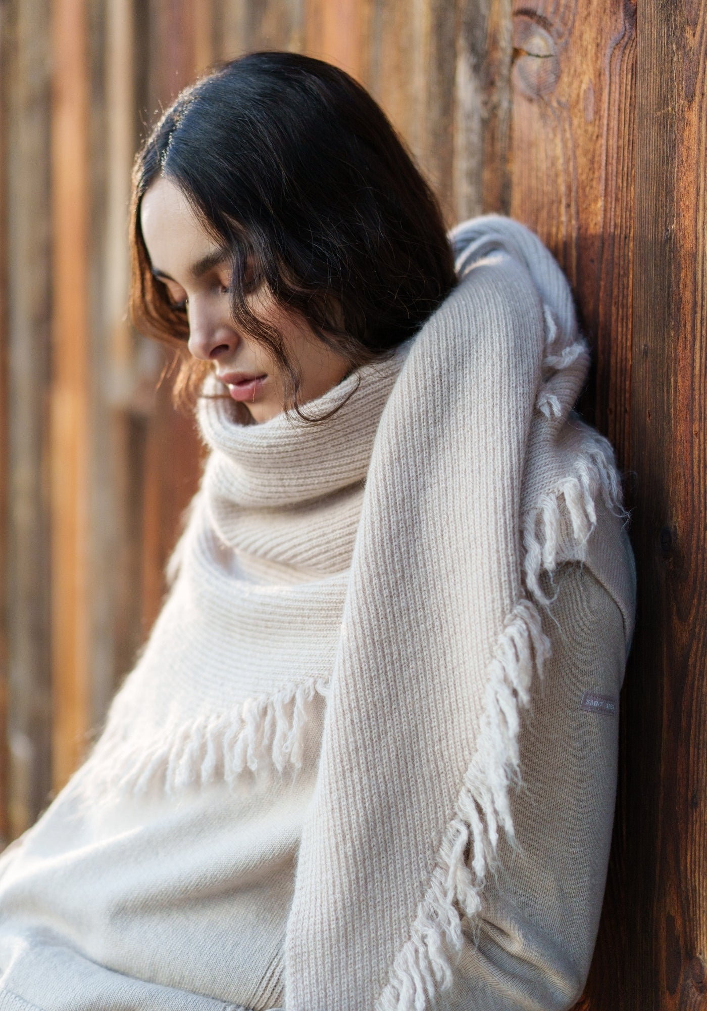 Go Ouest Knit Scarf (BEIGE)