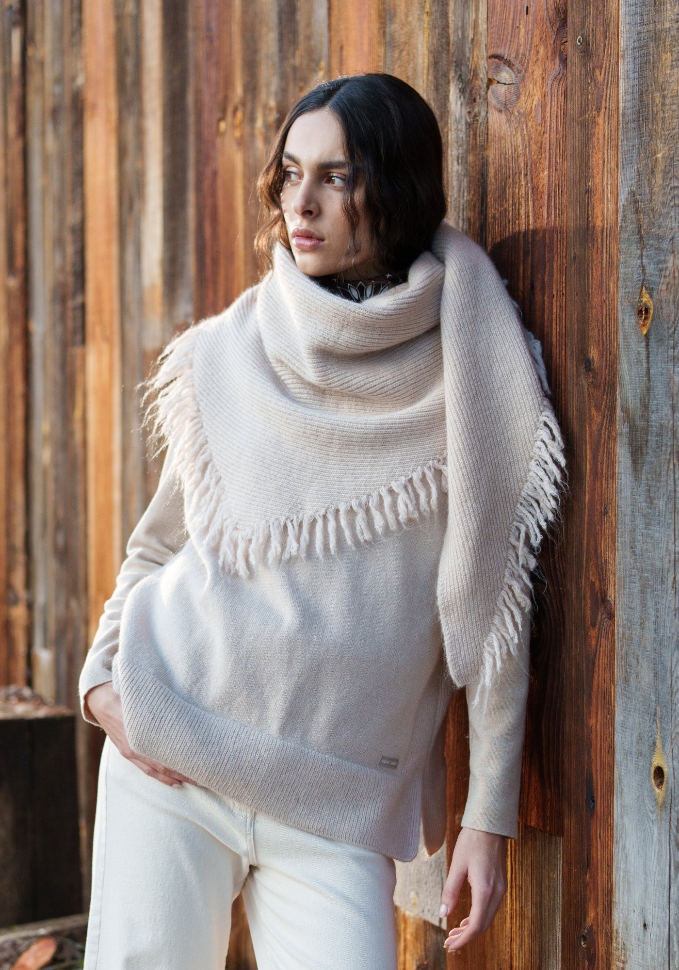 Go Ouest Knit Scarf (BEIGE)