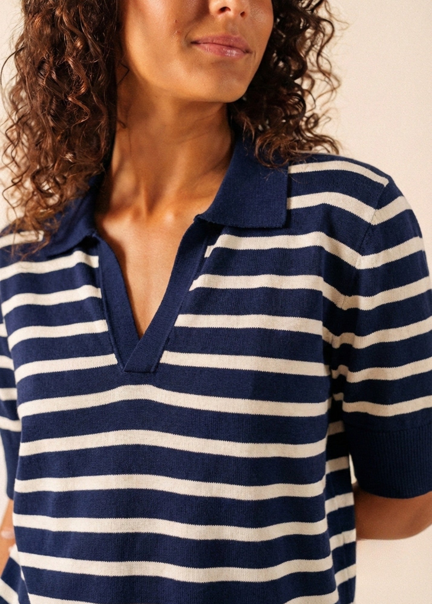Coimbra Cotton Cashmere Polo | Striped V-Neck Sweater | Saint