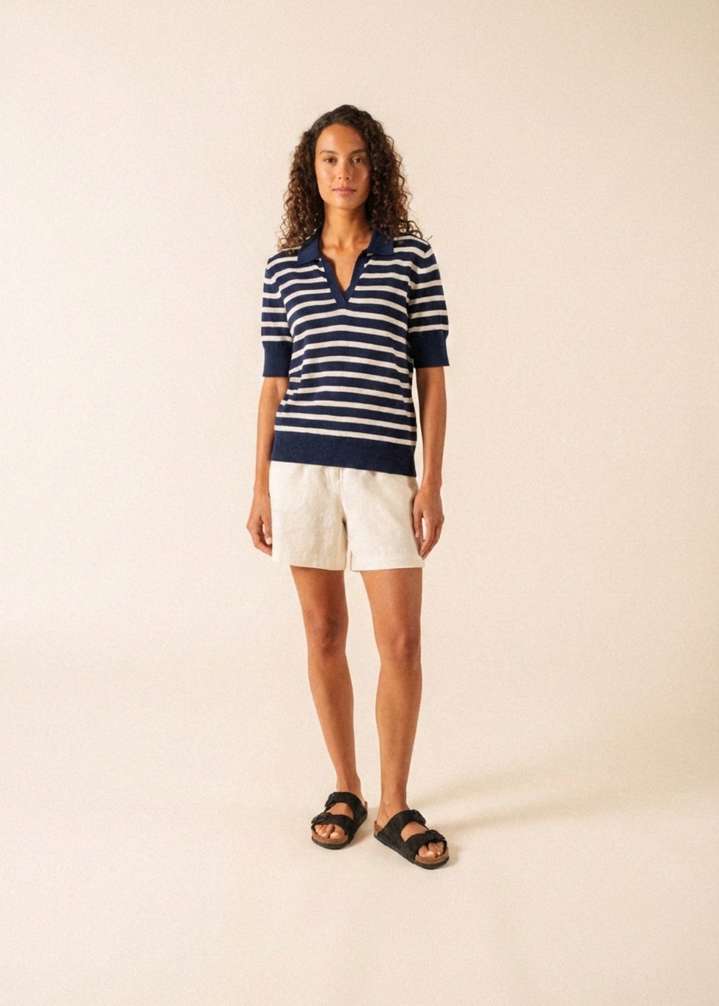 Coimbra Cotton Cashmere Polo | Striped V-Neck Sweater | Saint