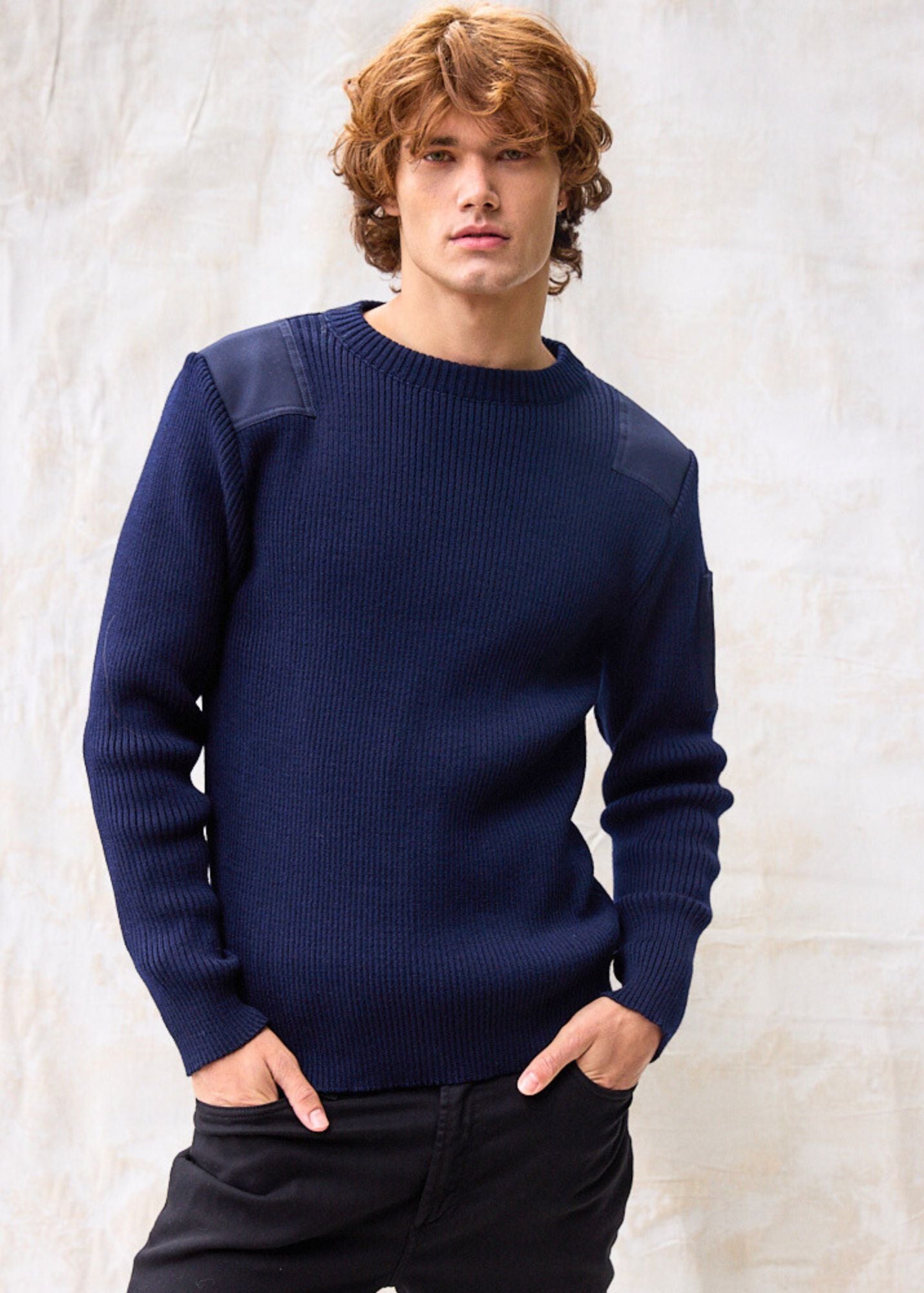 CONDOR II - Breton Sweater with Canvas Shoulder and Elbow CONDOR II - Breton Sweater with Canvas Shoulder and Elbow