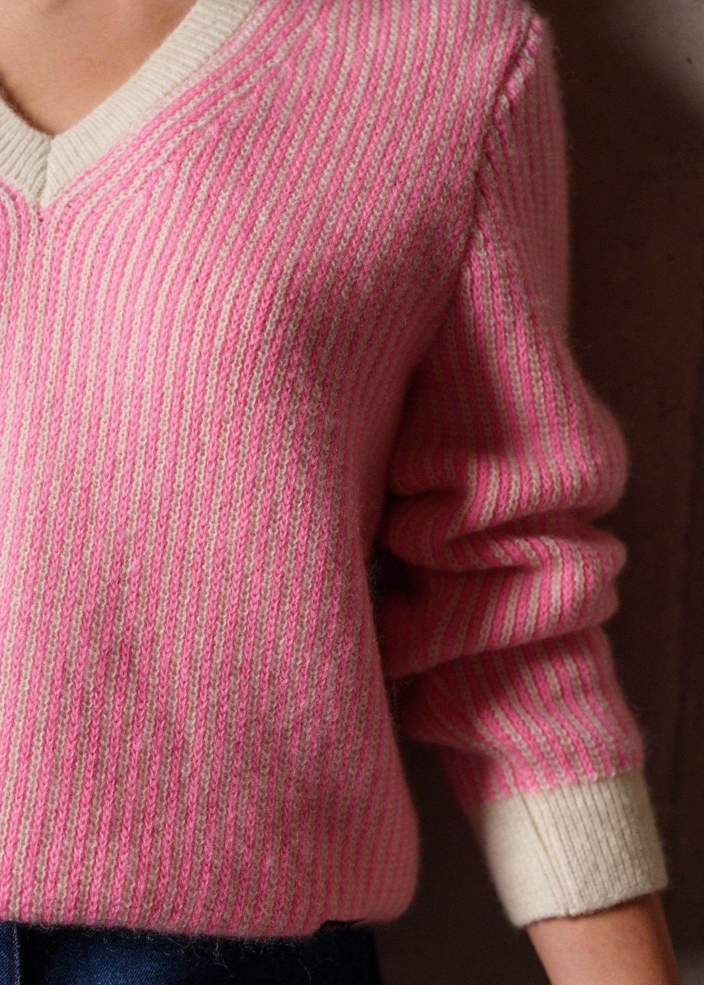 Women's Striped Mohair Sweater (White/Pink) | Saint James® • Saint