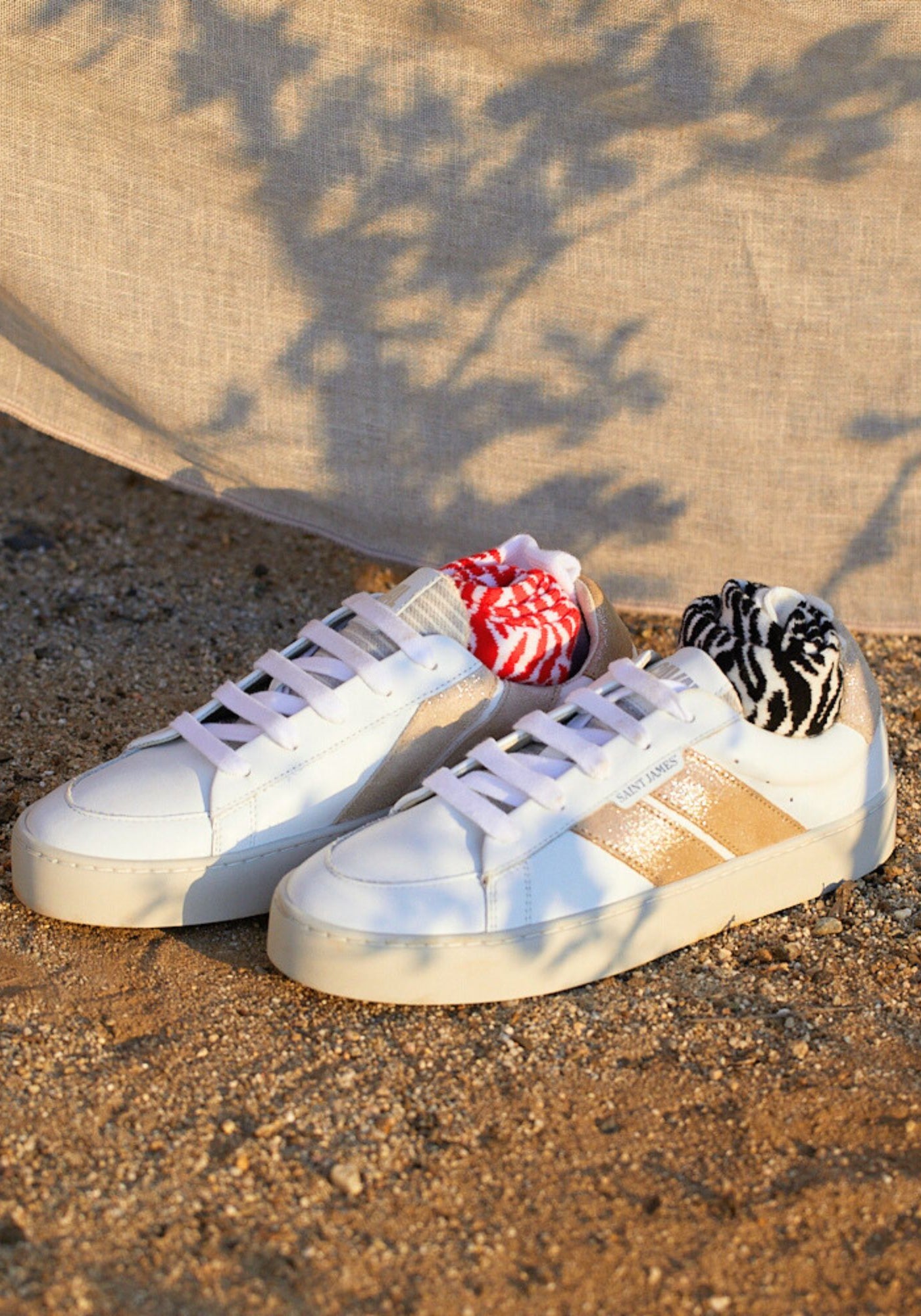 Bask Caval Sneakers (WHITE / GOLD LUREX)