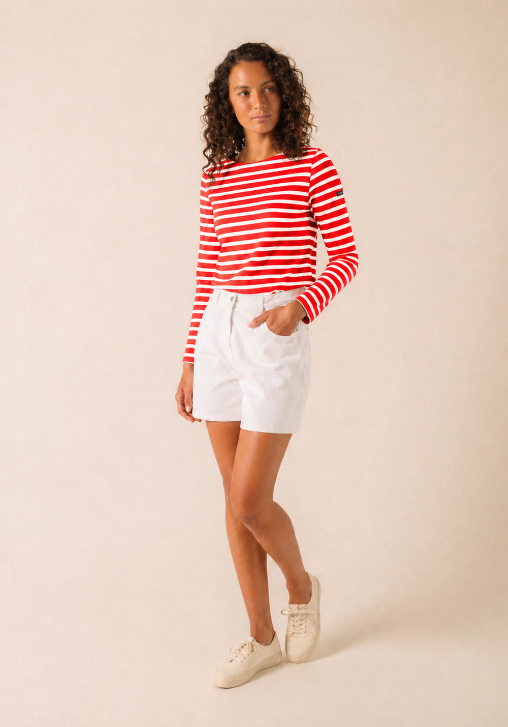 MERIDAME II Breton Shirt (POPPY RED / WHITE)
