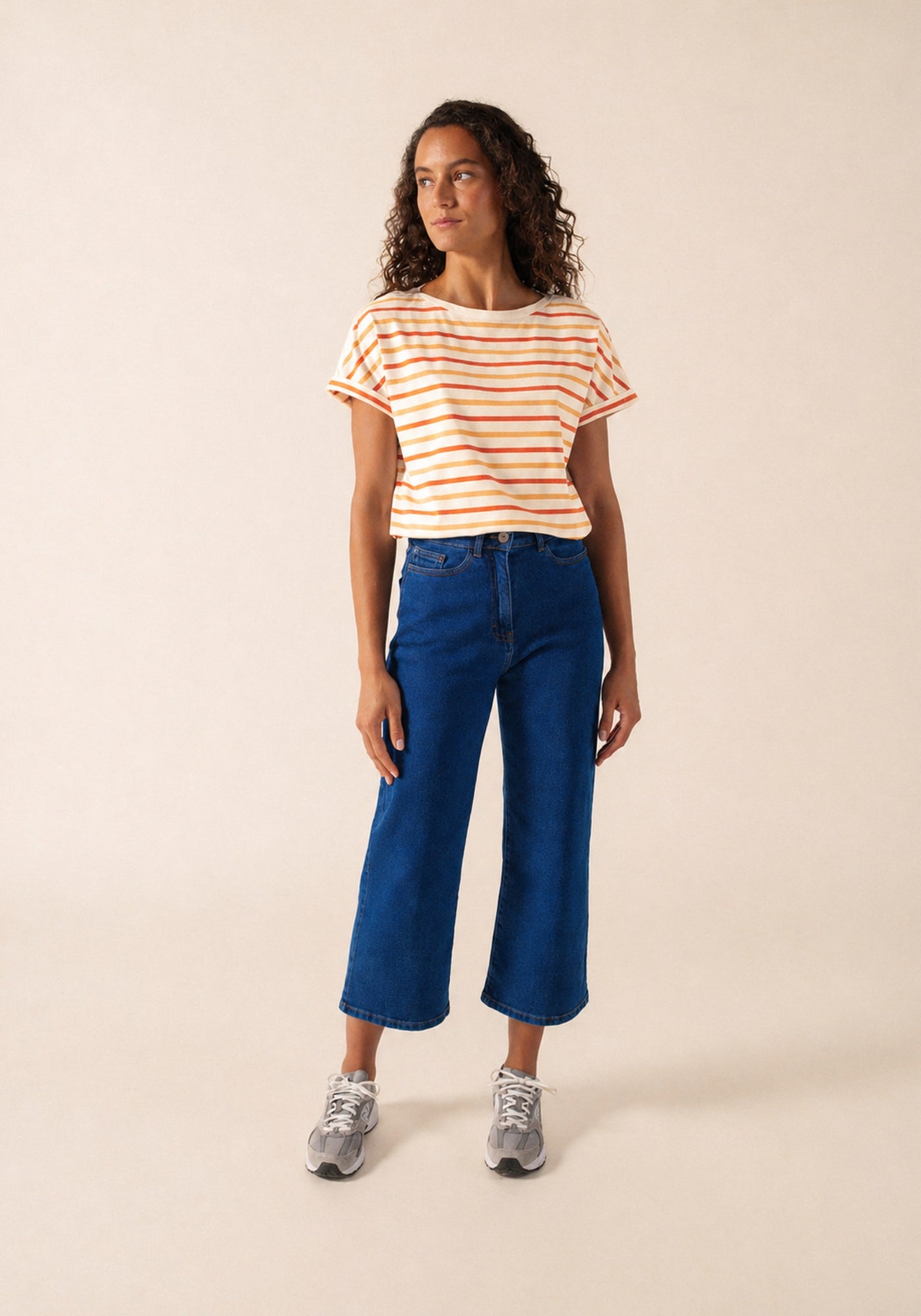 ELISE Boat Neck Striped T-Shirt (INTERWOVEN EARTH)