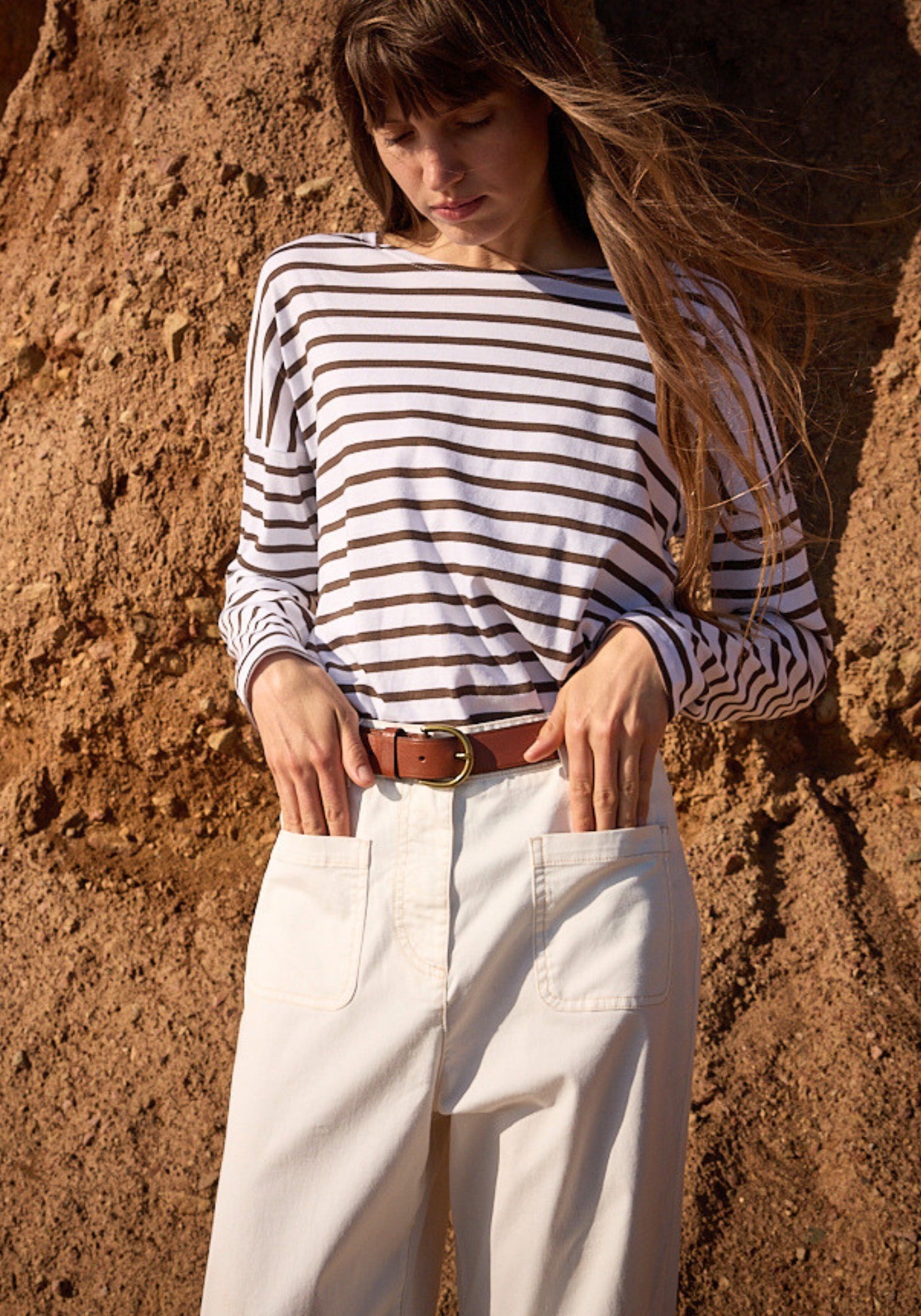 ENZA Cotton Twill Straight Leg Pants (IVORY)