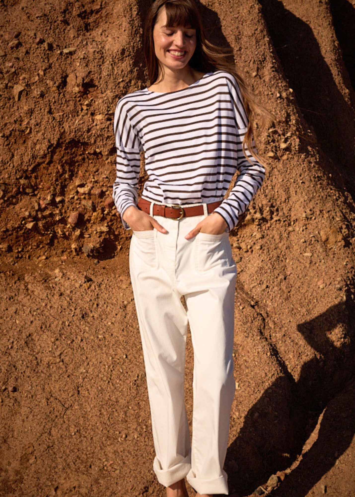 Enza Cotton Twill Pants | Straight Leg with Patch Pockets | Saint