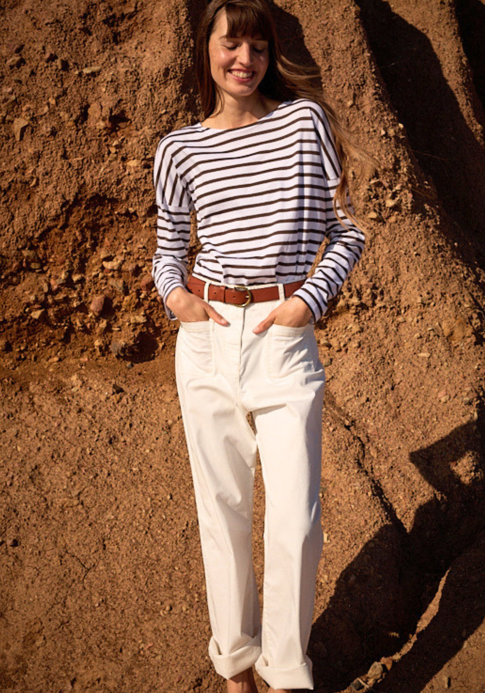 ENZA Cotton Twill Straight Leg Pants (IVORY)