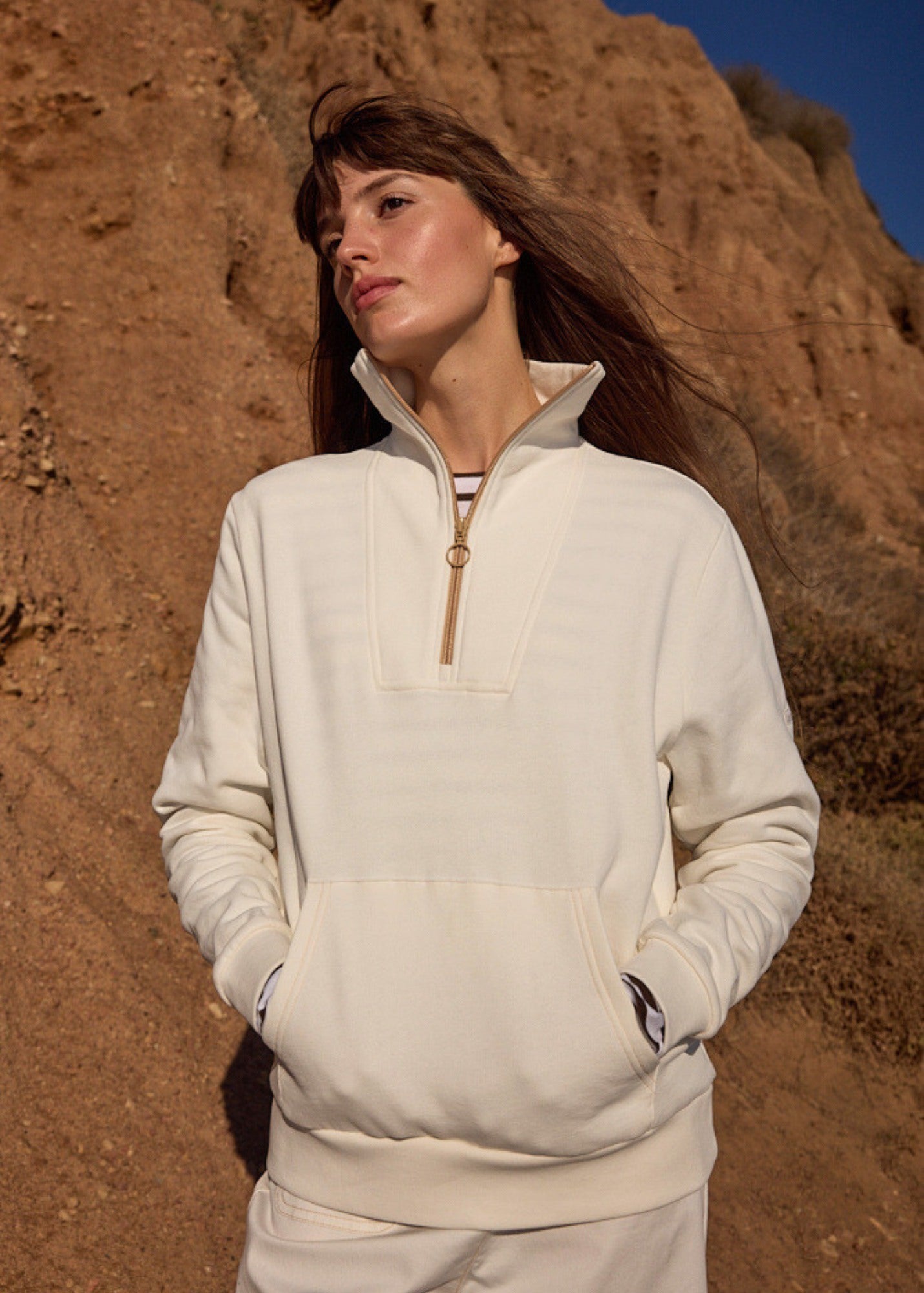 Lou Cotton Fleece Sweatshirt | Quarter-Zip Pullover | Saint James
