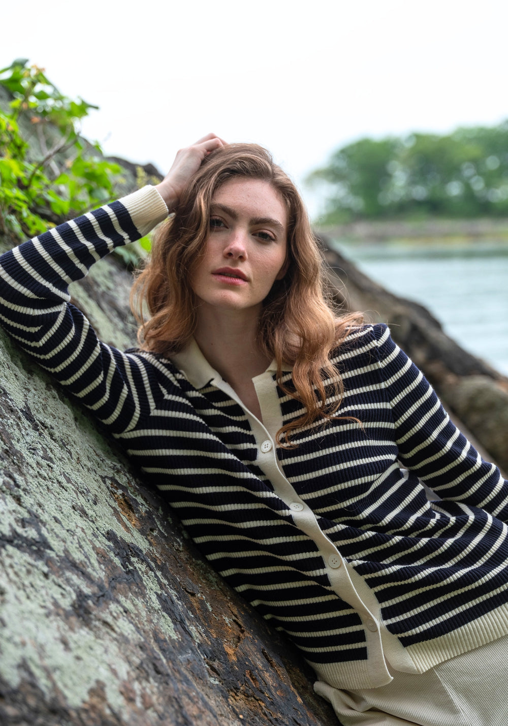 EQUAINVILLE Cardigan (NAVY / IVORY)