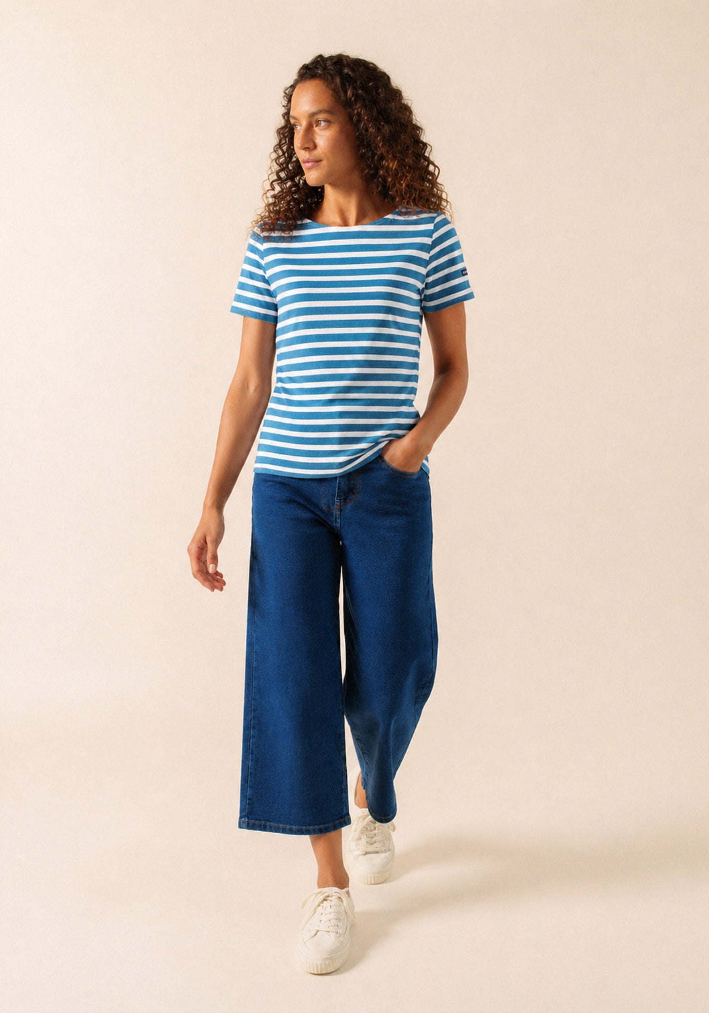 ETRILLE II Nautical Striped Tee (CAPRI BLUE / WHITE)