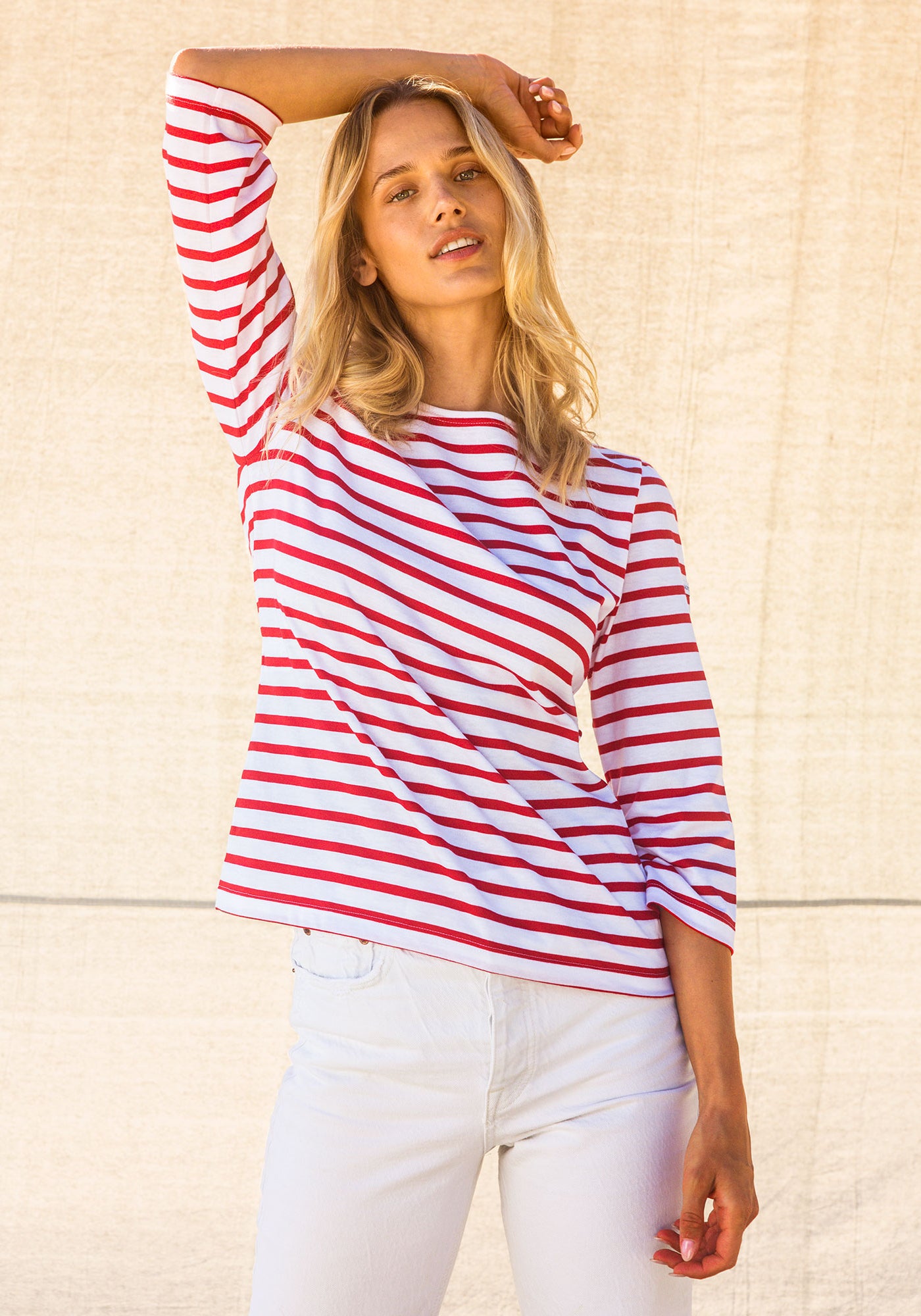 Galathee II Breton Striped Top (WHITE / RED)