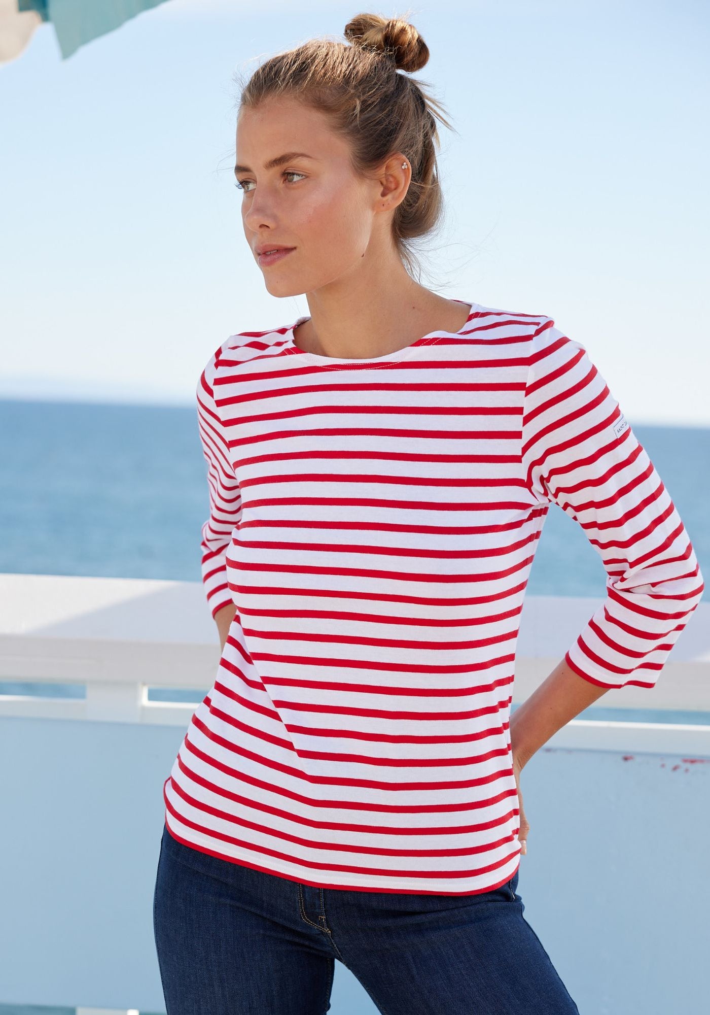 Galathee II Breton Striped Top (WHITE / RED)