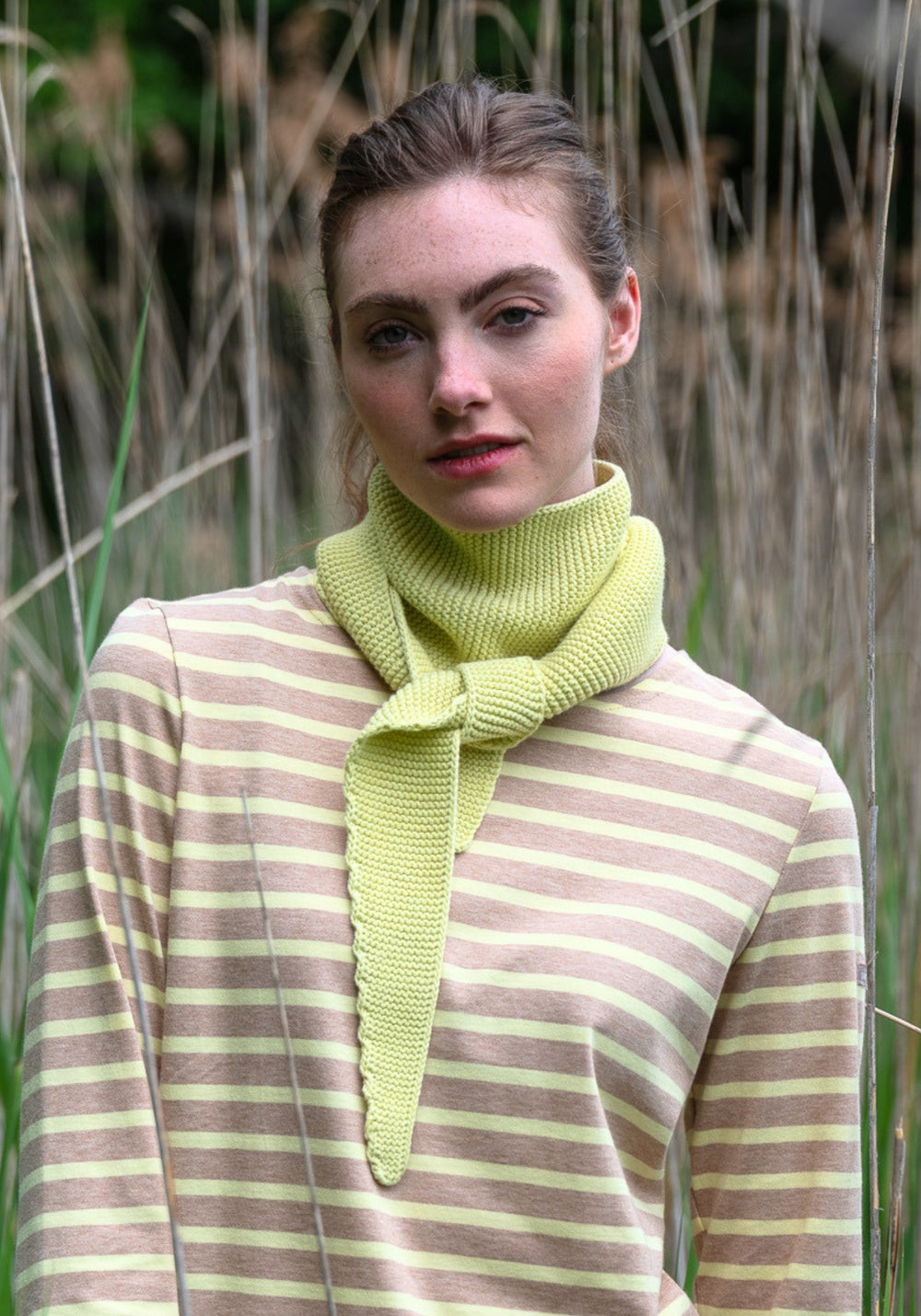 KNIT BANDANA - Scarf in Wool & Cotton (BUTTER YELLOW)