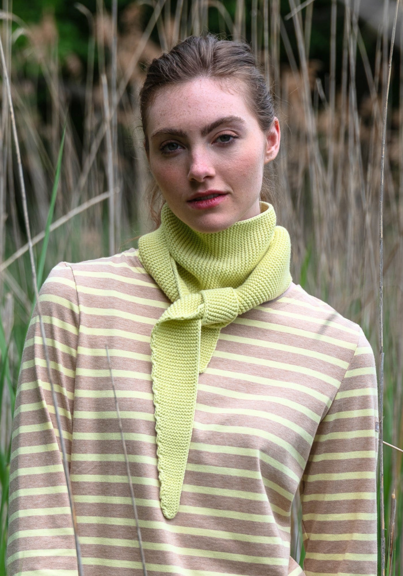 KNIT BANDANA - Scarf in Wool & Cotton (BUTTER YELLOW)