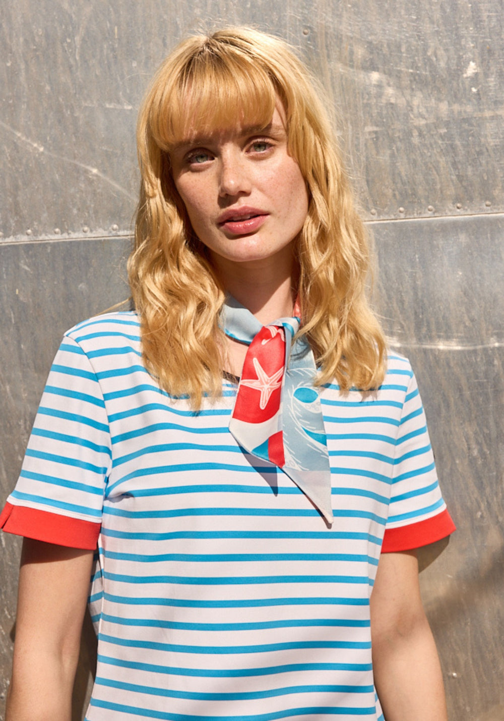 LA CIOTAT Striped Tee (WHITE / CAPRI BLUE / POPPY RED)