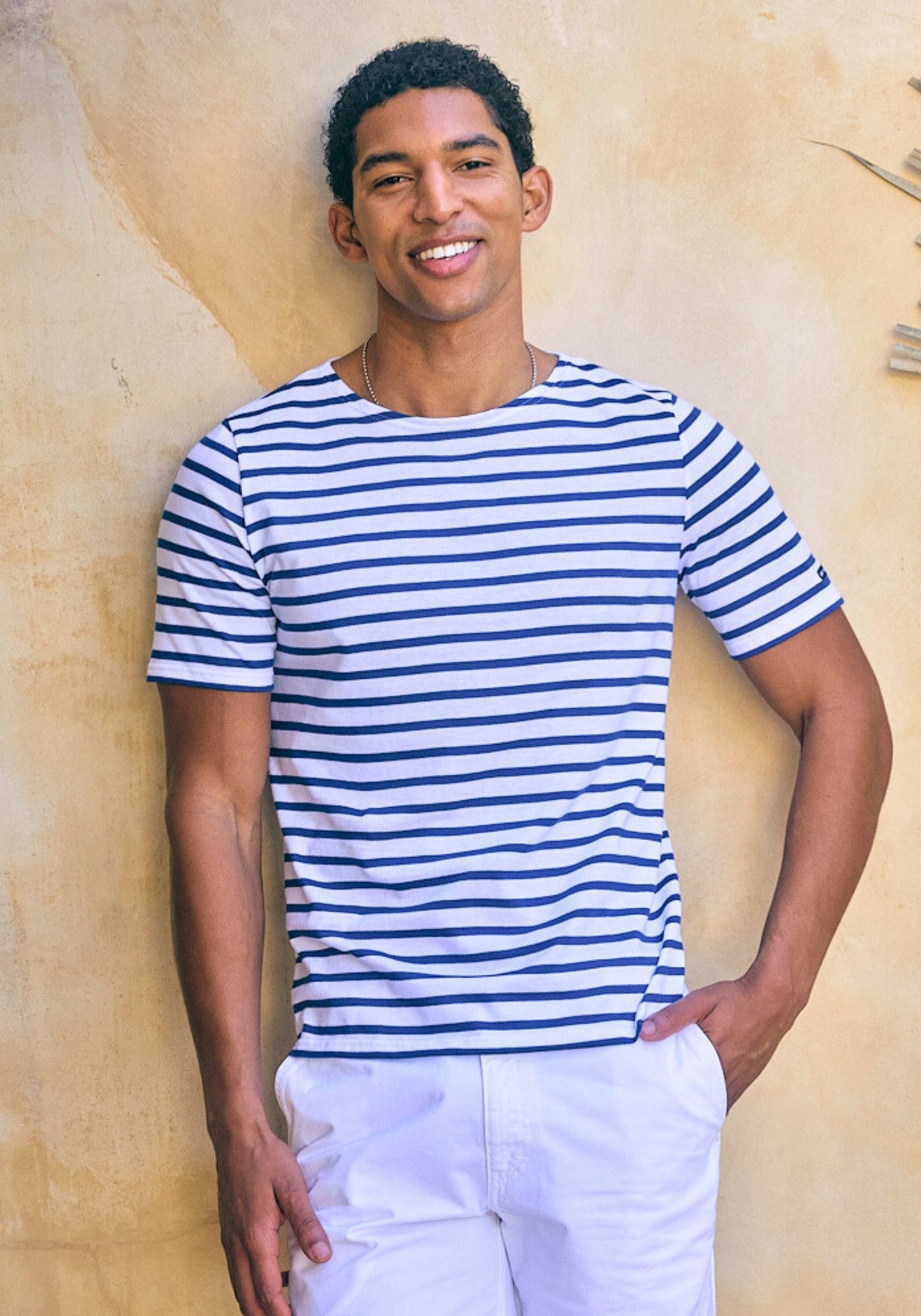 Levant Breton Shirt (WHITE / ROYAL BLUE)