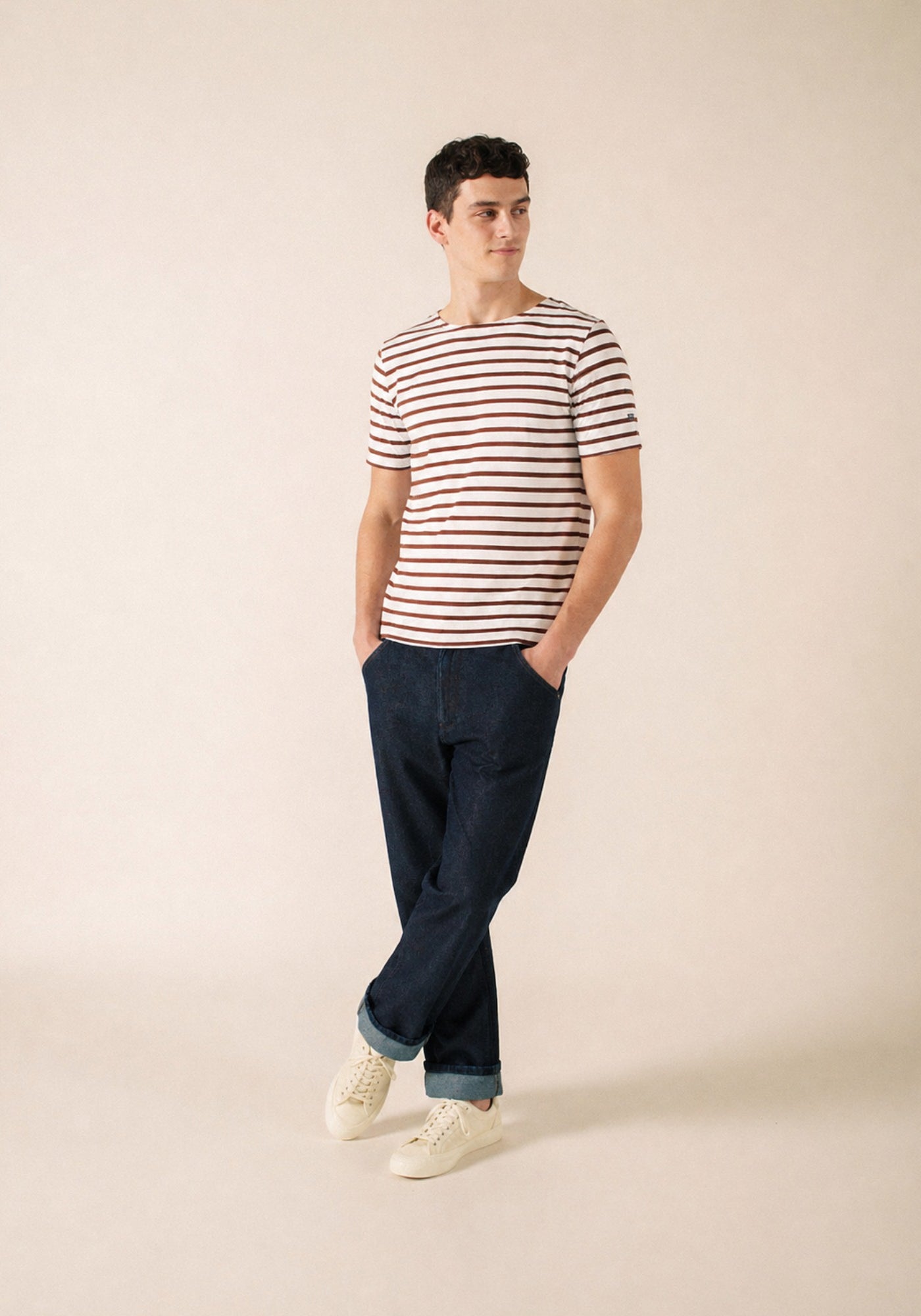 LEVANT MODERN Breton Shirt (WHITE / CHOCOLATE)