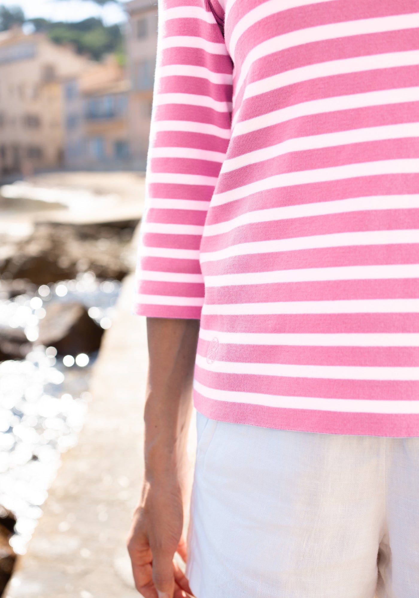 Lilly Pulitzer x VOISSEY - Cotton Sweater with Lilly Logo Embroidery  (NEON PINK / WHITE)