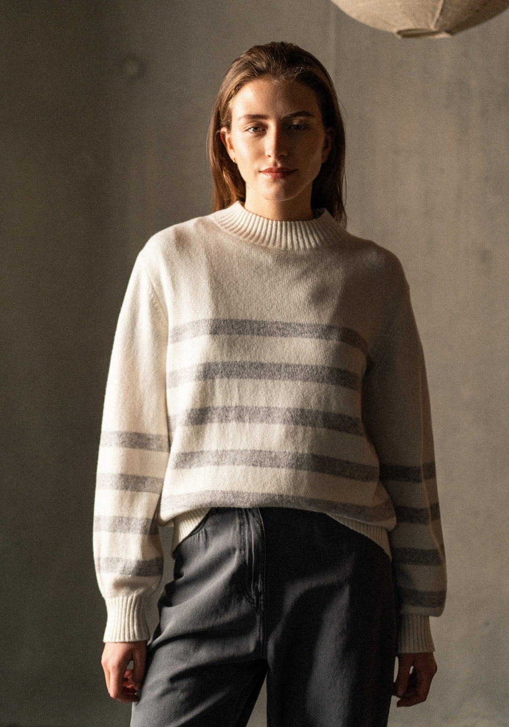 Lugano Striped Sweater (WINTER WHITE / GRAY)