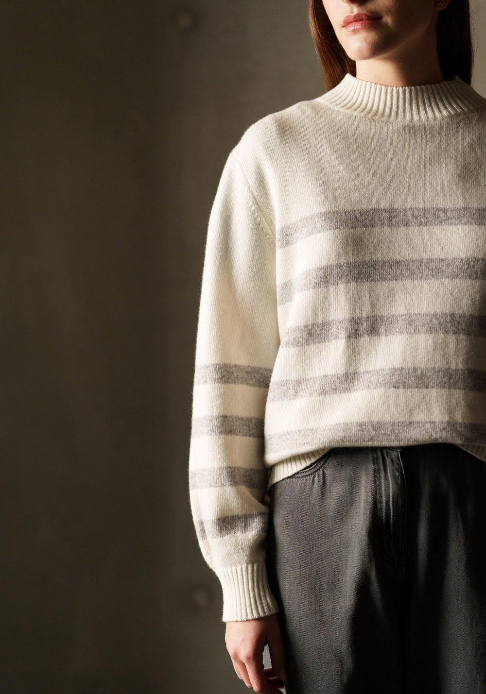 Lugano Striped Sweater (WINTER WHITE / GRAY)