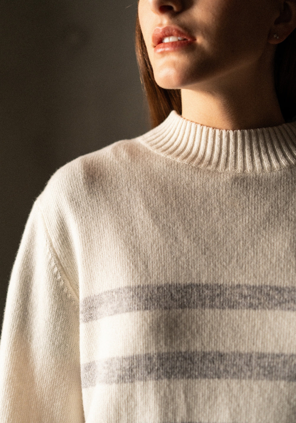 Lugano Striped Sweater (WINTER WHITE / GRAY)