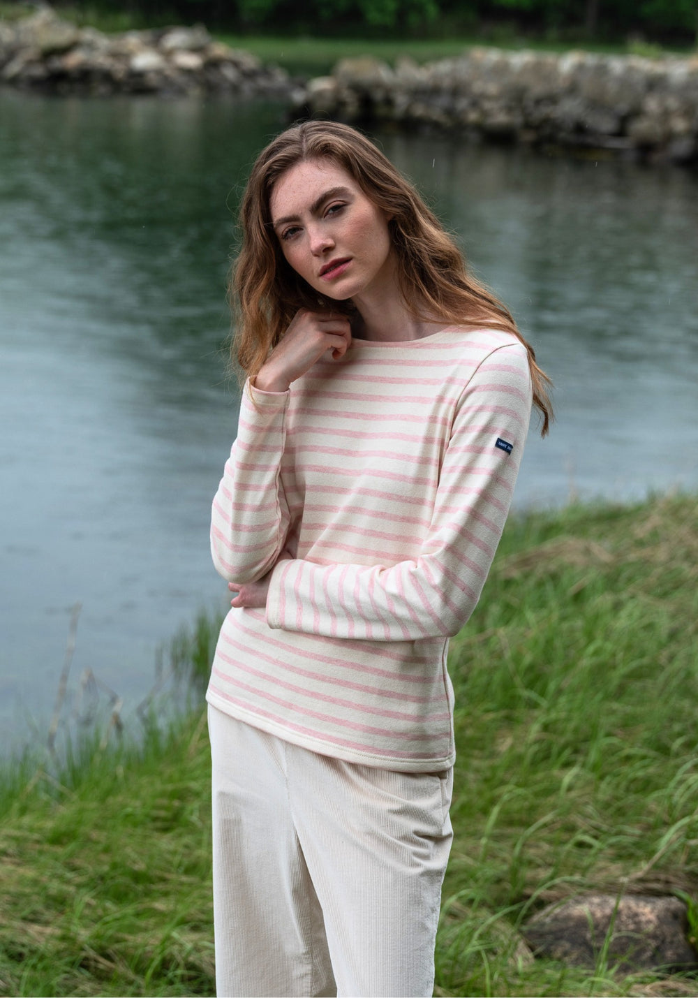 MERIDAME II Breton Shirt (ECRU/PALE PINK)
