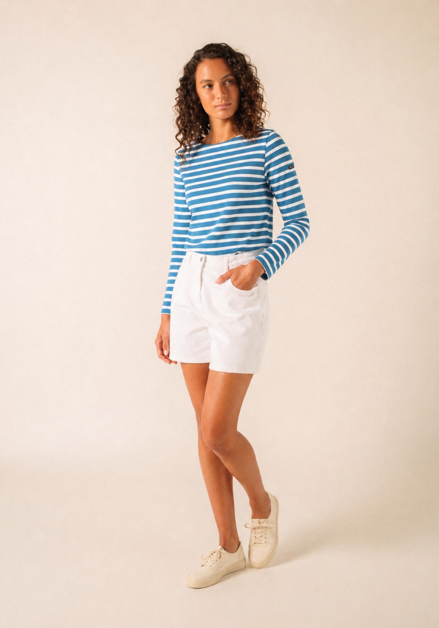 MERIDAME II Breton Shirt (CAPRI BLUE / WHITE)