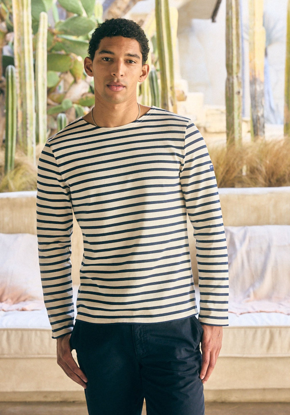 MERIDIEN MODERNE - Original Breton Shirt | Heavyweight Cotton | Men Fit (ECRU / NAVY)