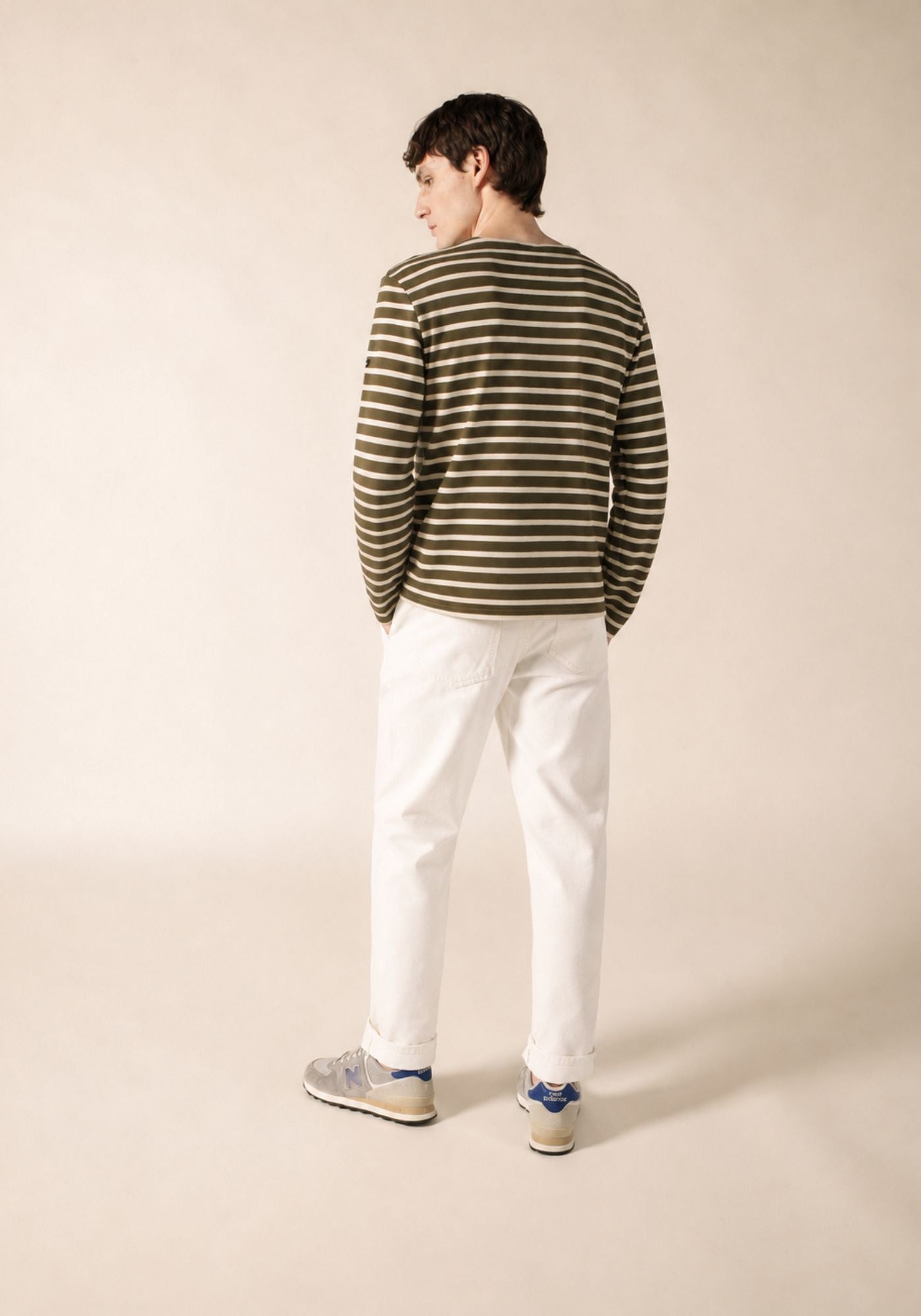 MERIDIEN MODERNE Breton Shirt (MOSS GREEN / ECRU)