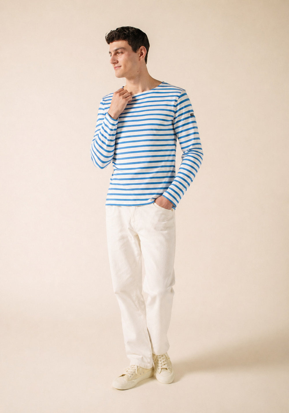 MERIDIEN MODERNE Breton Shirt (WHITE / CAPRI BLUE)