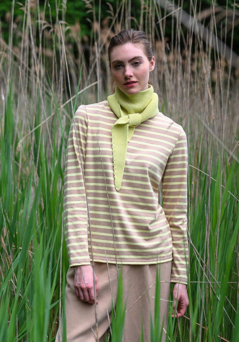 MINQUIDAME Breton Shirt  (BEIGE MELANGE / BUTTER YELLOW)