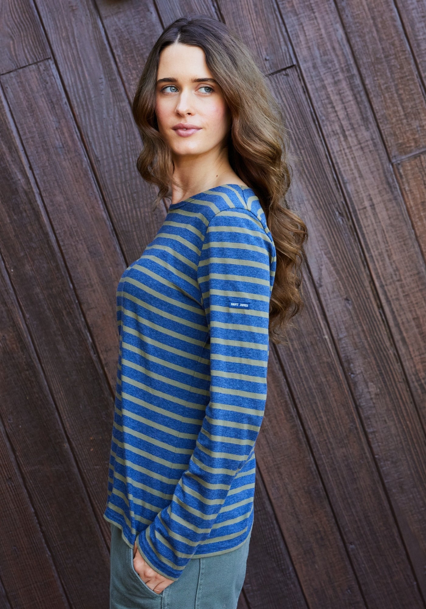 Minquidame Breton Shirt (DENIM BLUE / OLIVE GREEN)