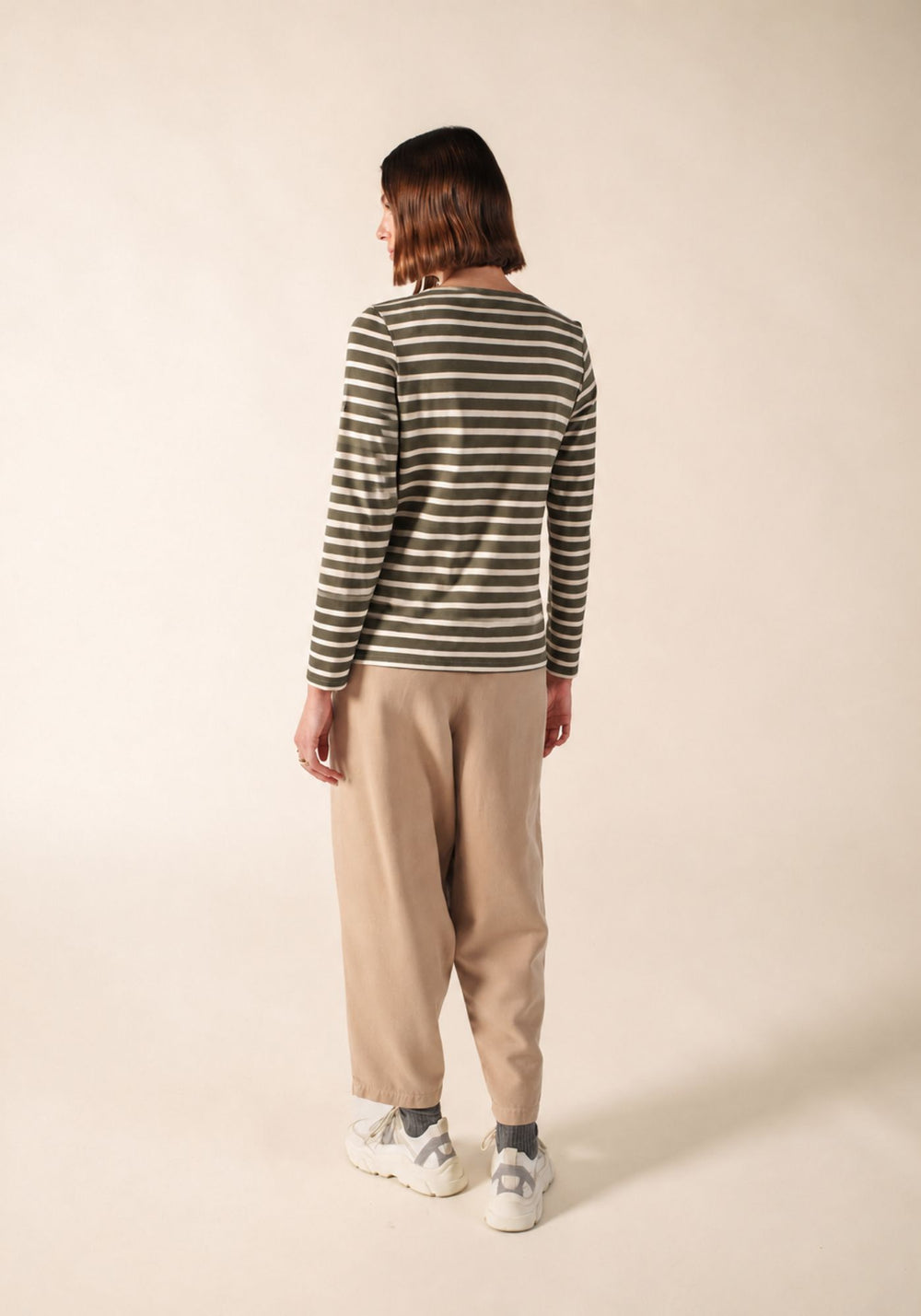 MINQUIDAME Breton Shirt  (MOSS GREEN / ECRU)