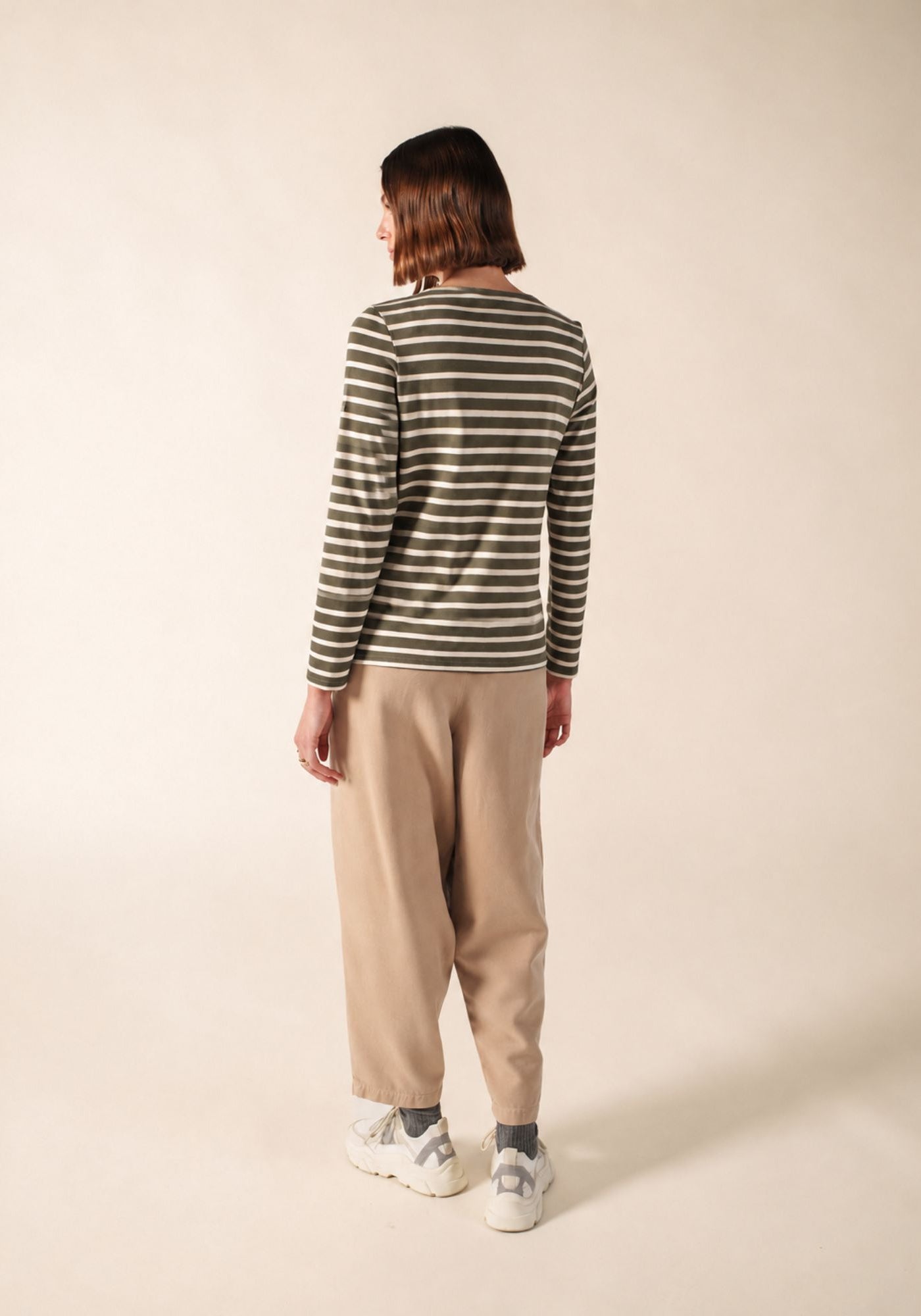 MINQUIDAME Breton Shirt  (MOSS GREEN / ECRU)