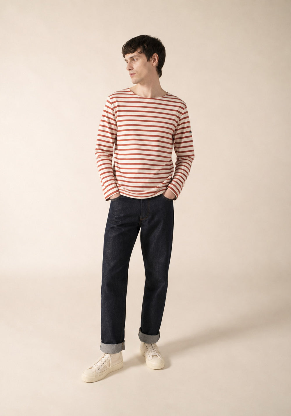MERIDIEN MODERNE Breton Shirt (ECRU / TERRACOTTA)