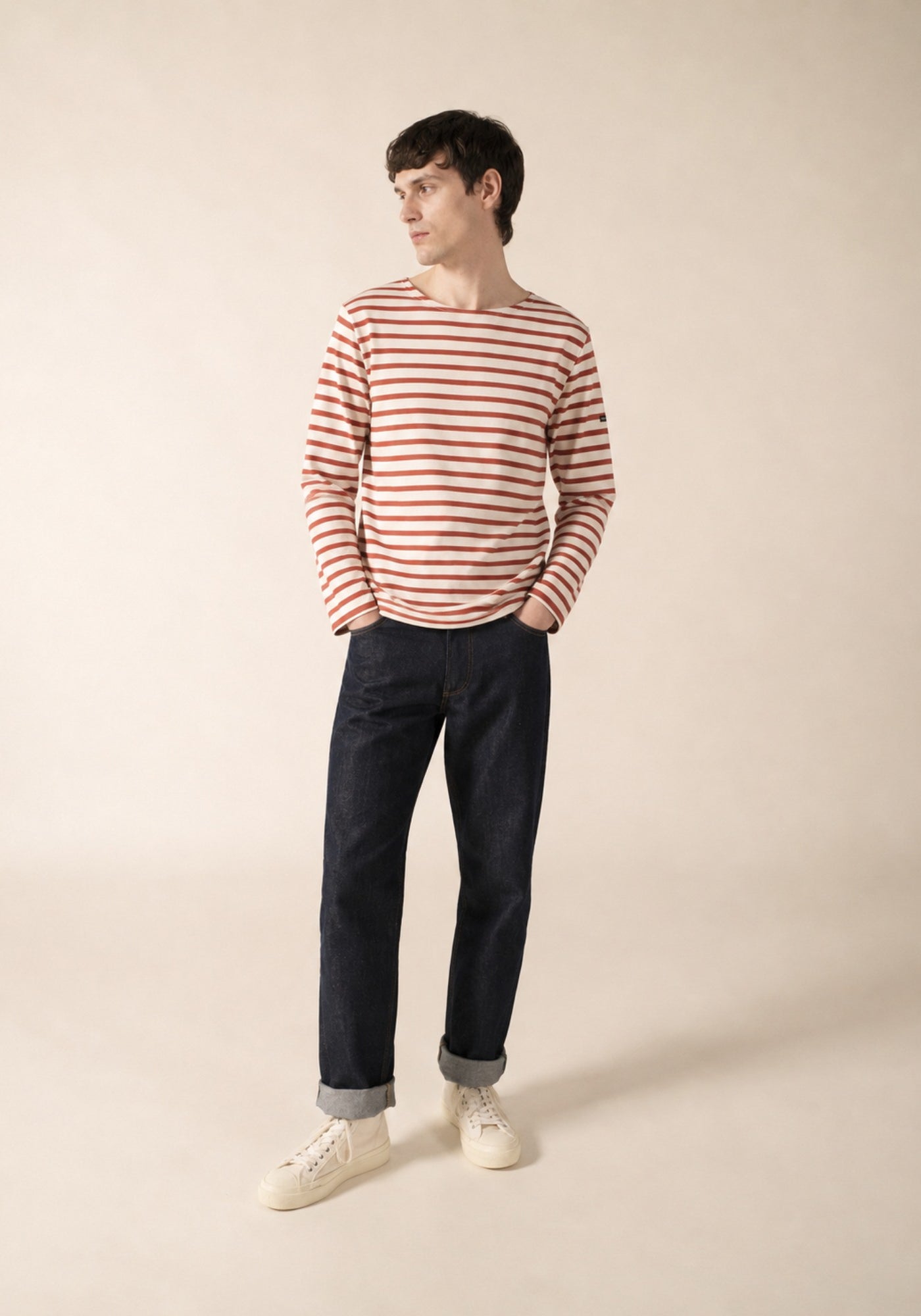 MERIDIEN MODERNE Breton Shirt (ECRU / TERRACOTTA)