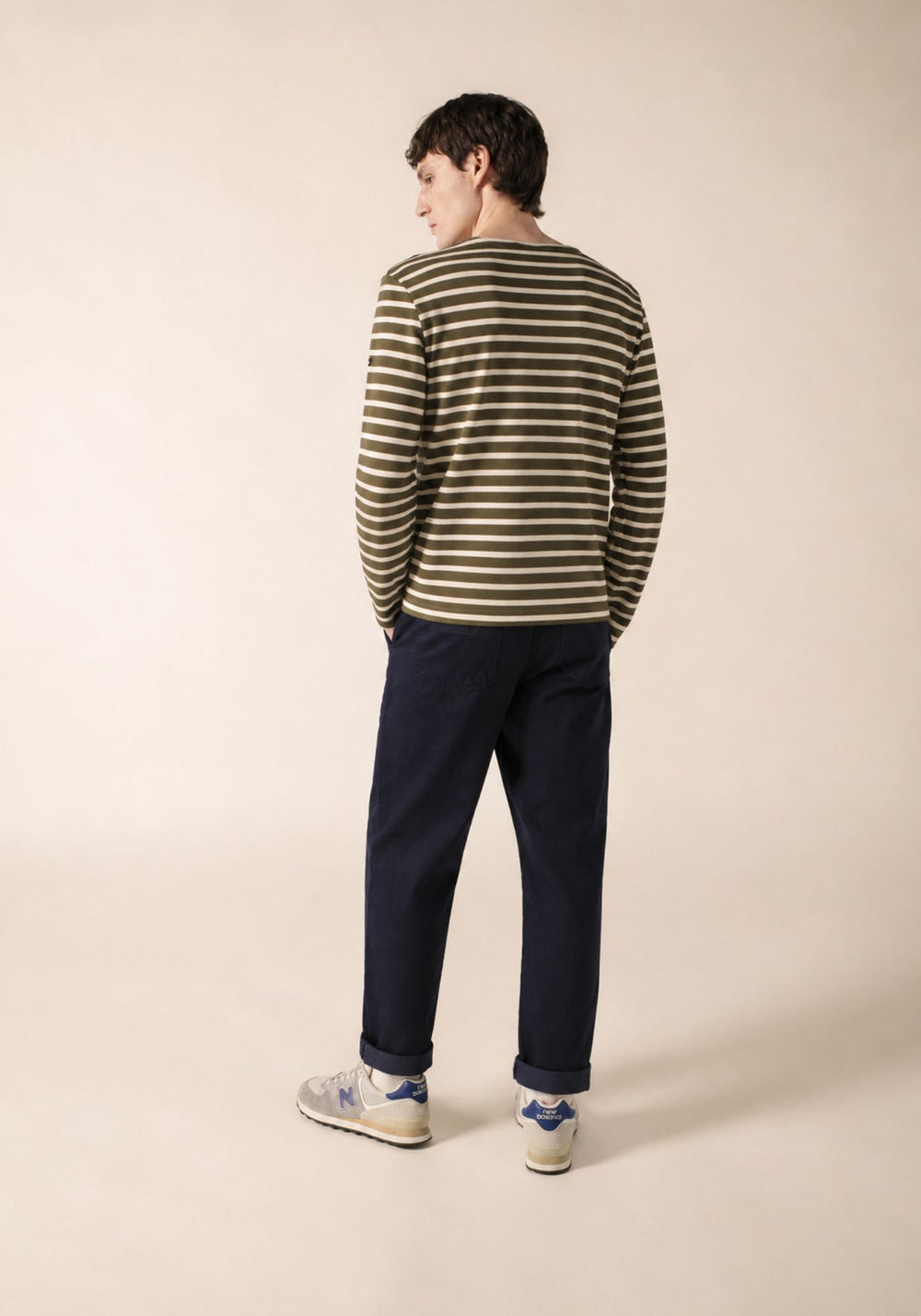 MINQUIERS MODERN Breton Shirt (MOSS GREEN / ECRU)