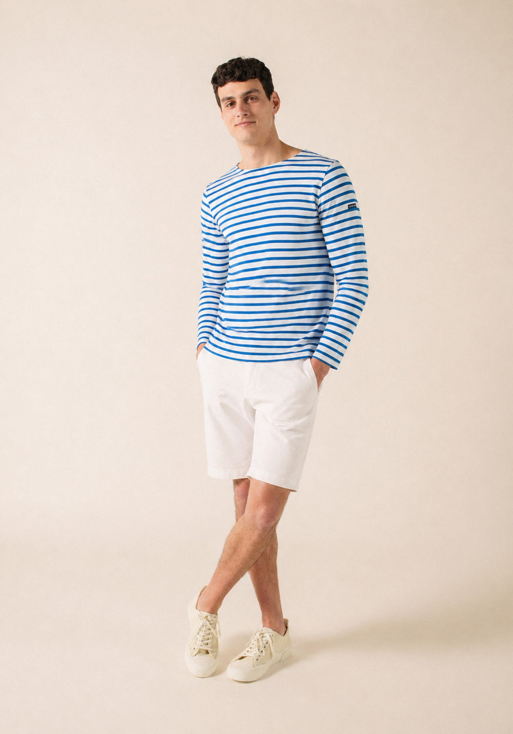 MINQUIERS MODERN Breton Shirt (WHITE / CAPRI BLUE)
