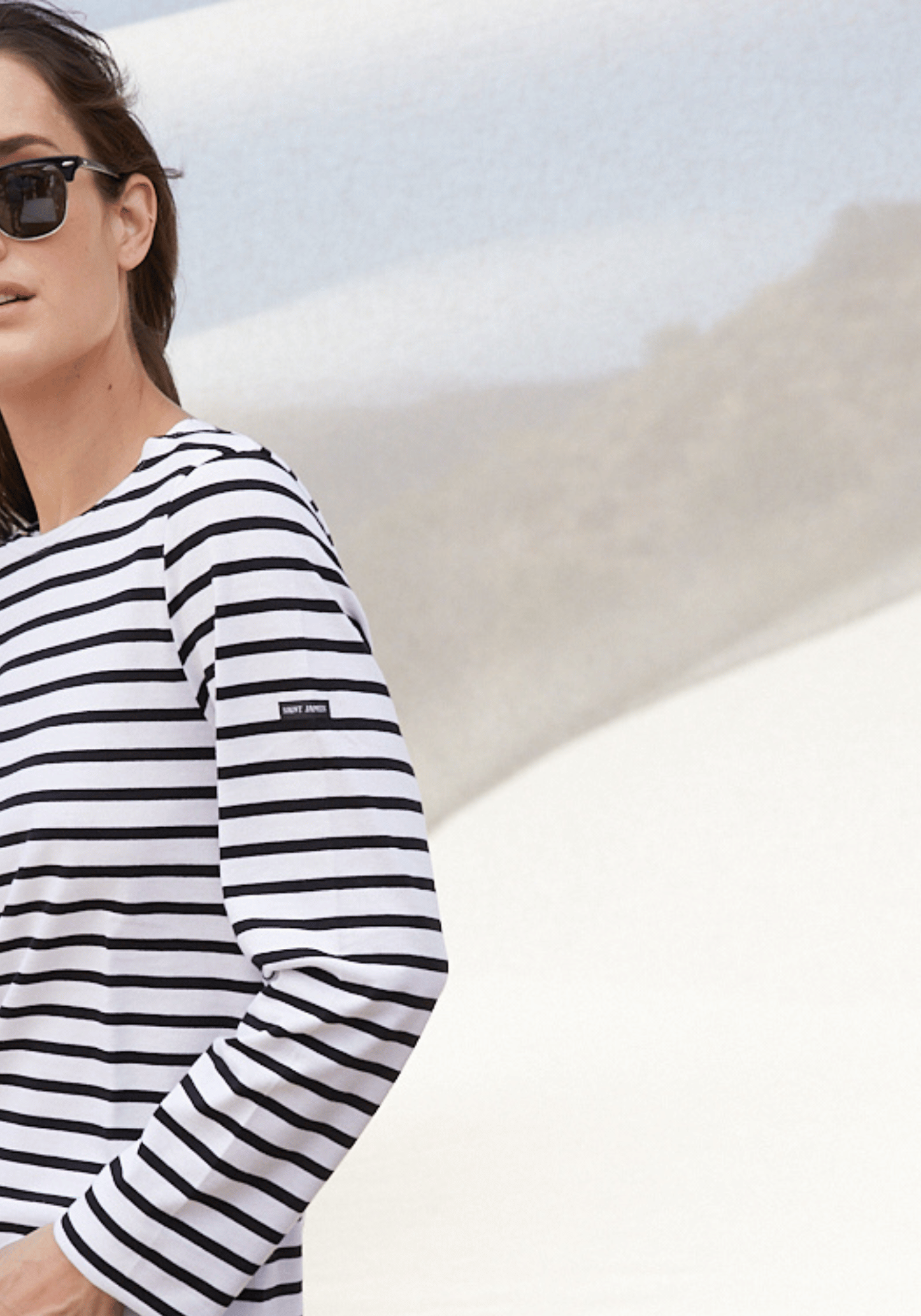 Minquiers Modern Breton Shirt (WHITE / BLACK)