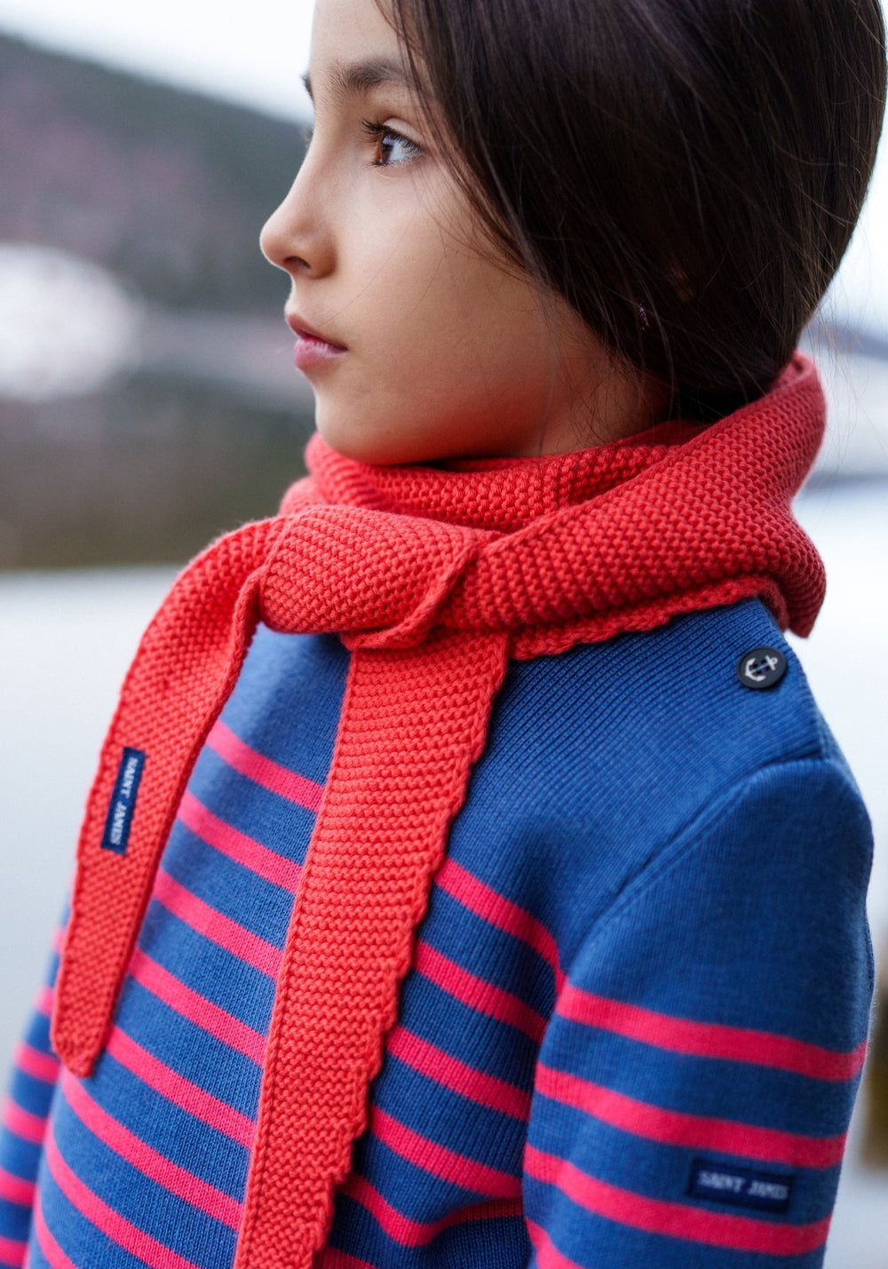 Moussaillon Kids Striped Sailor Sweater (DENIM BLUE / CORAL)