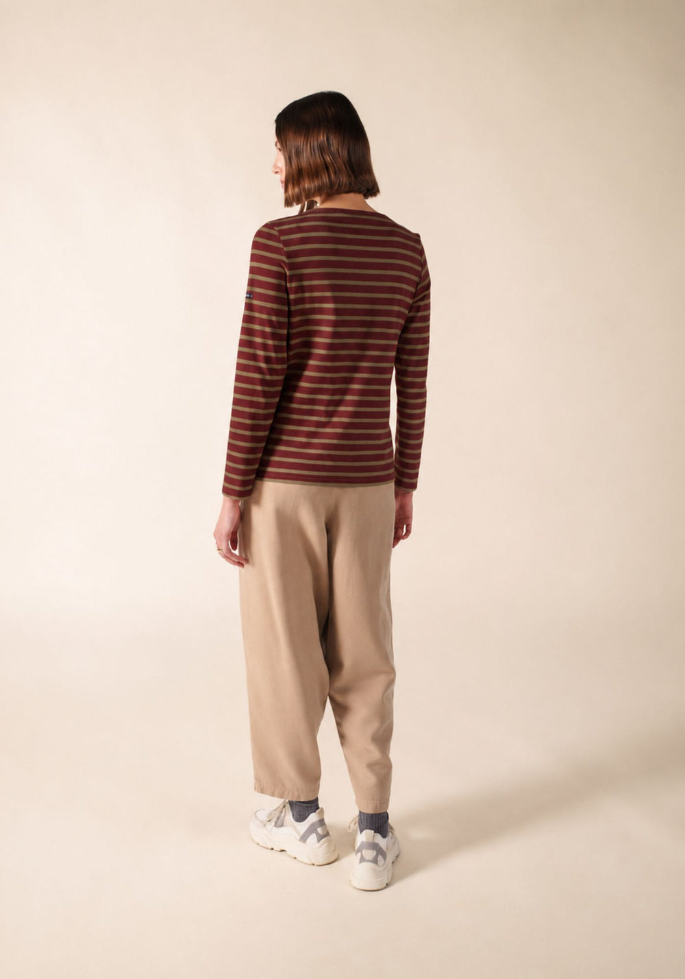 MINQUIDAME Breton Shirt  (BURGUNDY / MOSS GREEN)